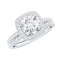 2 Carat Cubic Zirconia Engagement Ring with Wedding Band in Silver