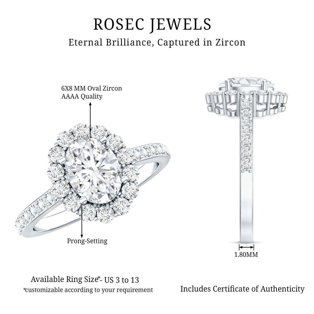 1.2 Carat Oval Cut Simulated Diamond Halo Engagement Ring