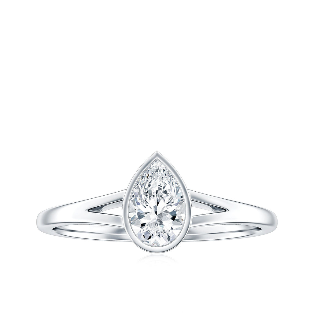 Pear Cut Lab Grown Diamond Solitaire Ring in Split Shank