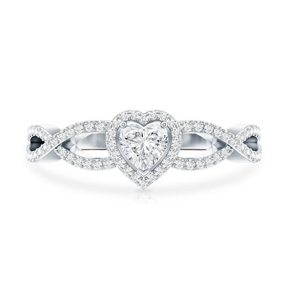 Heart Shape Lab Grown Diamond Criss Cross Engagement Ring