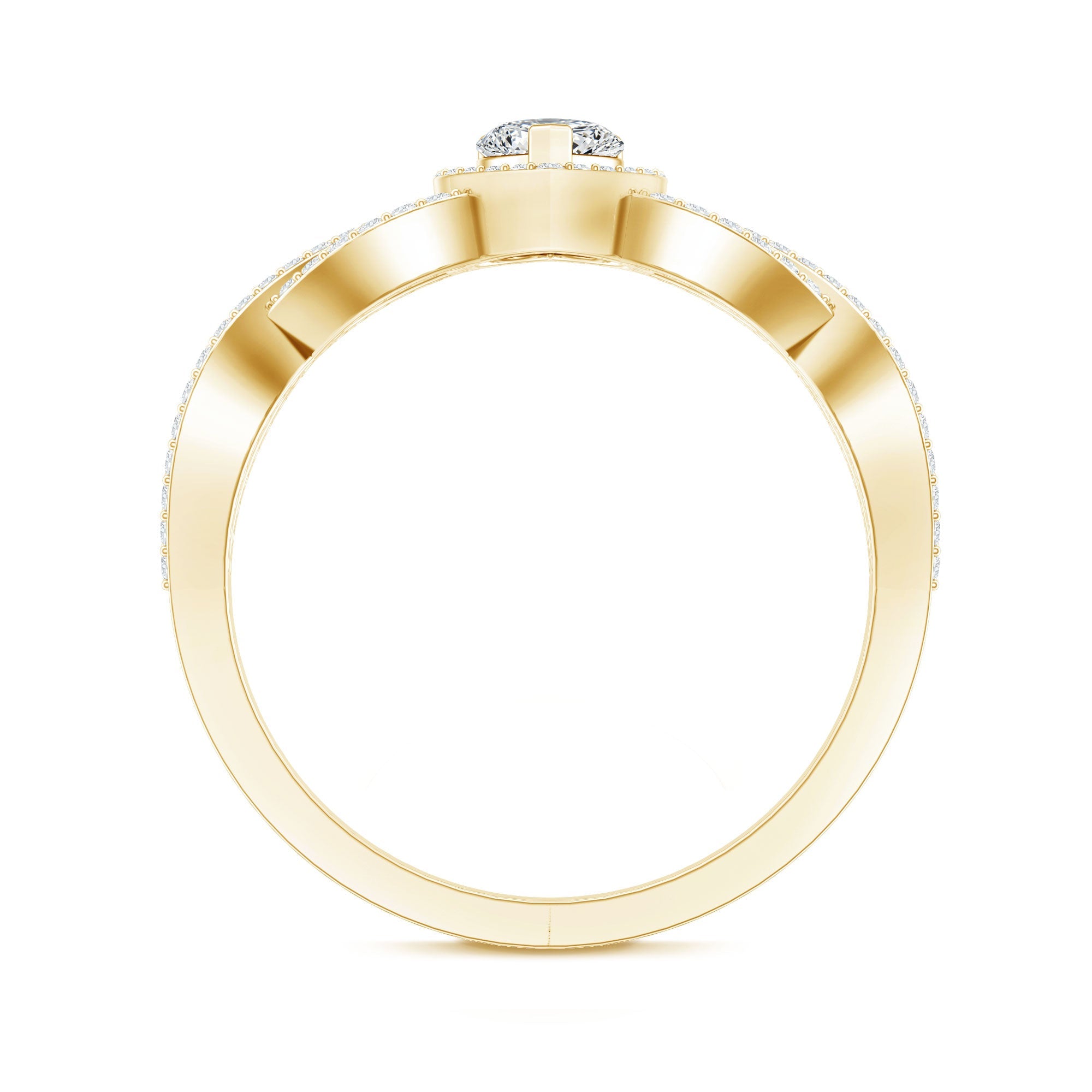 Heart Shape Lab Grown Diamond Criss Cross Engagement Ring