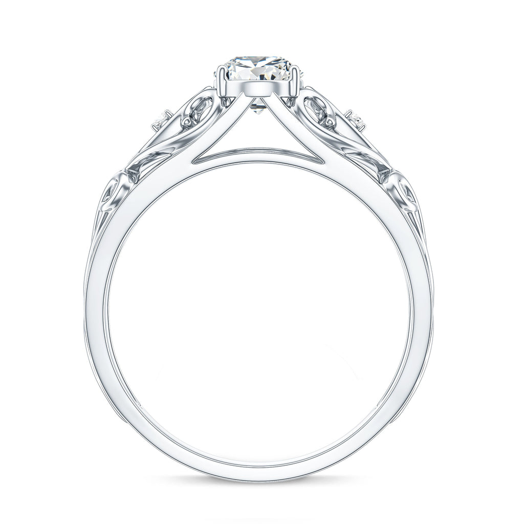 Pear Shaped Lab Created Diamond Solitaire Filigree Ring