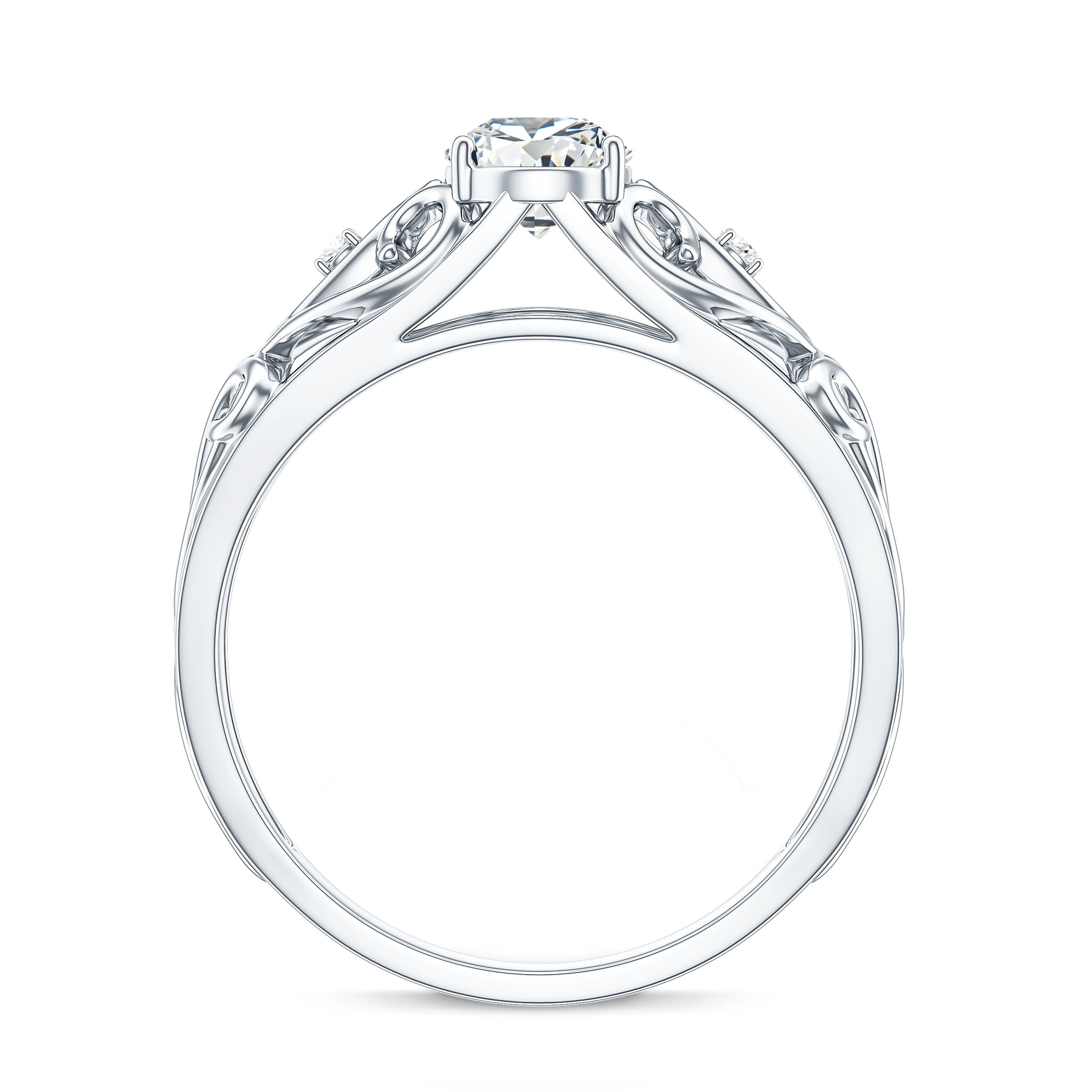 Pear Shaped Lab Created Diamond Solitaire Filigree Ring