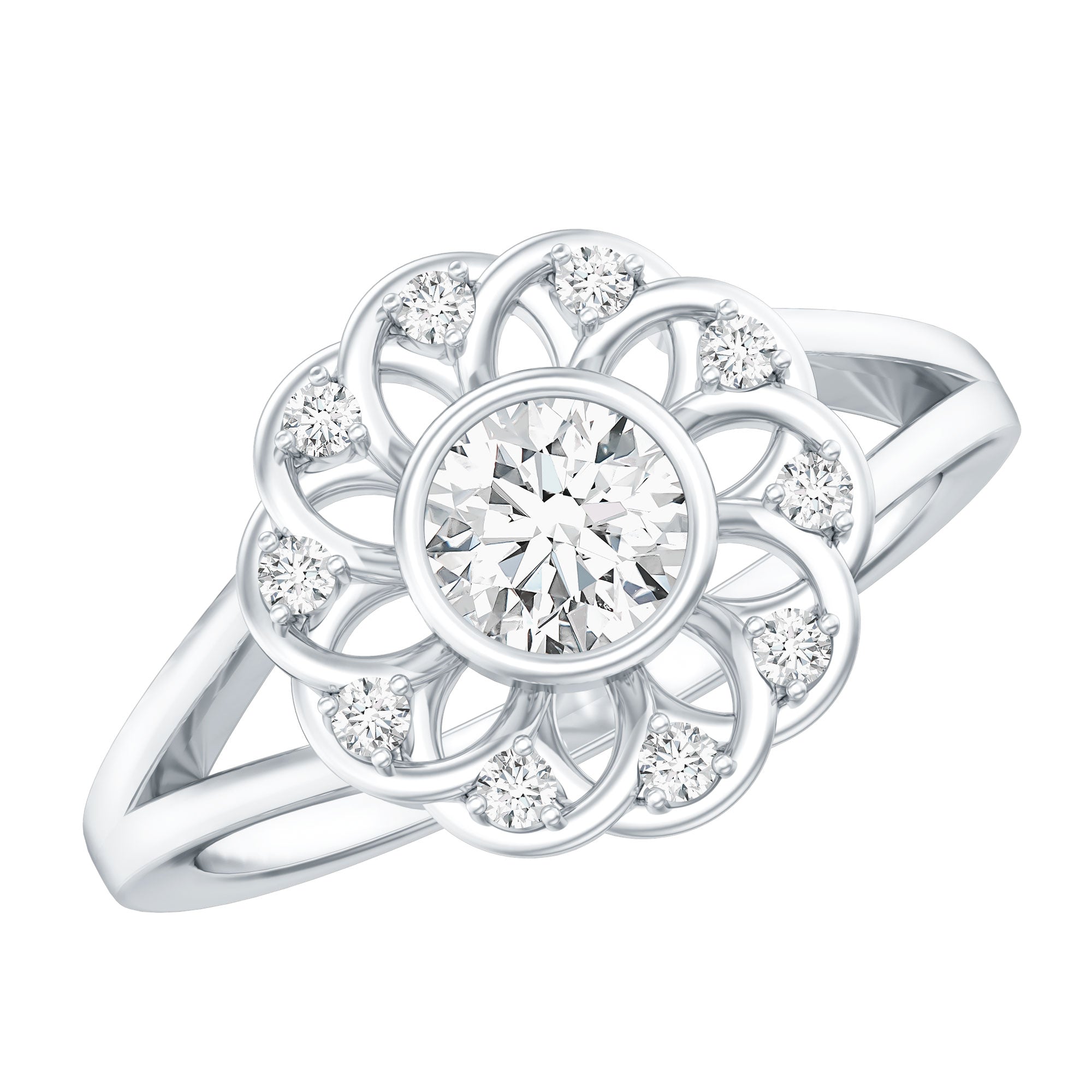 Lab Grown Diamond Nature Inspired Flower Engagement Ring