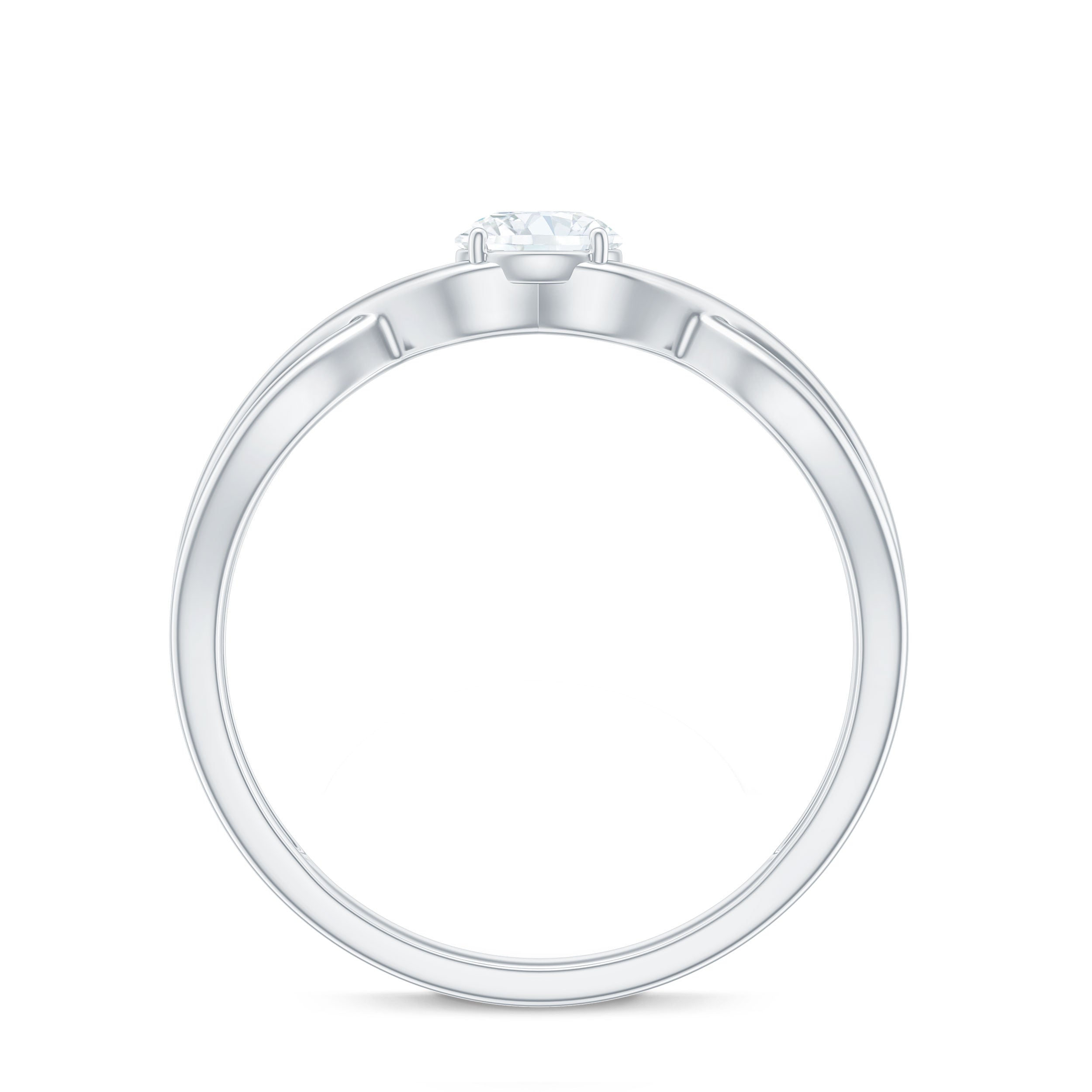 Round Lab Grown Diamond Solitaire Promise Ring in Crossover Shank
