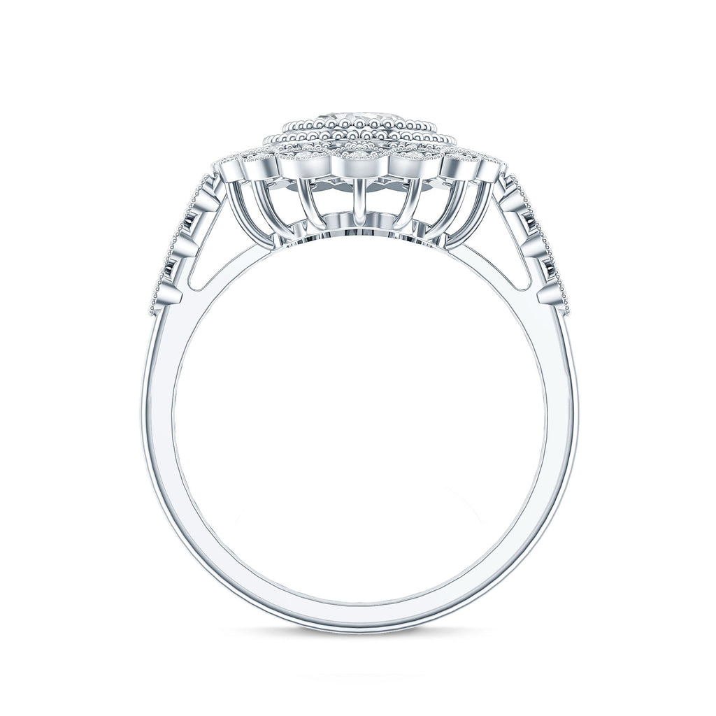 Vintage Style Oval Lab Grown Diamond Statement Engagement Ring