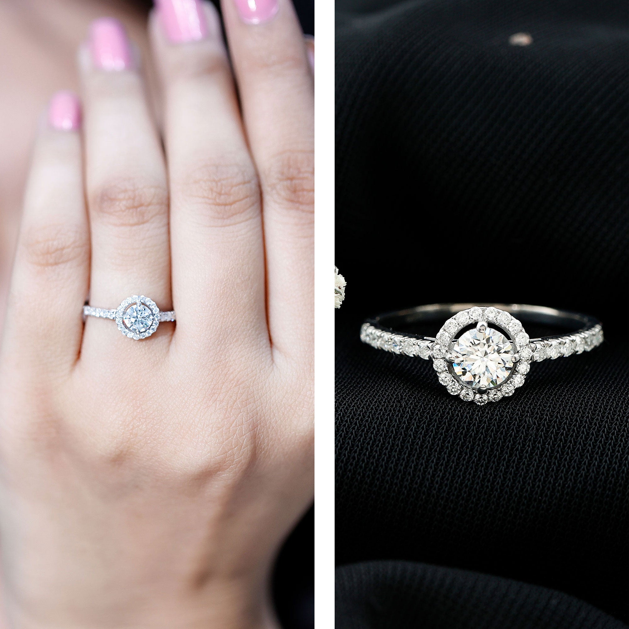 5MM Lab Grown Diamond Engagement Ring with Halo