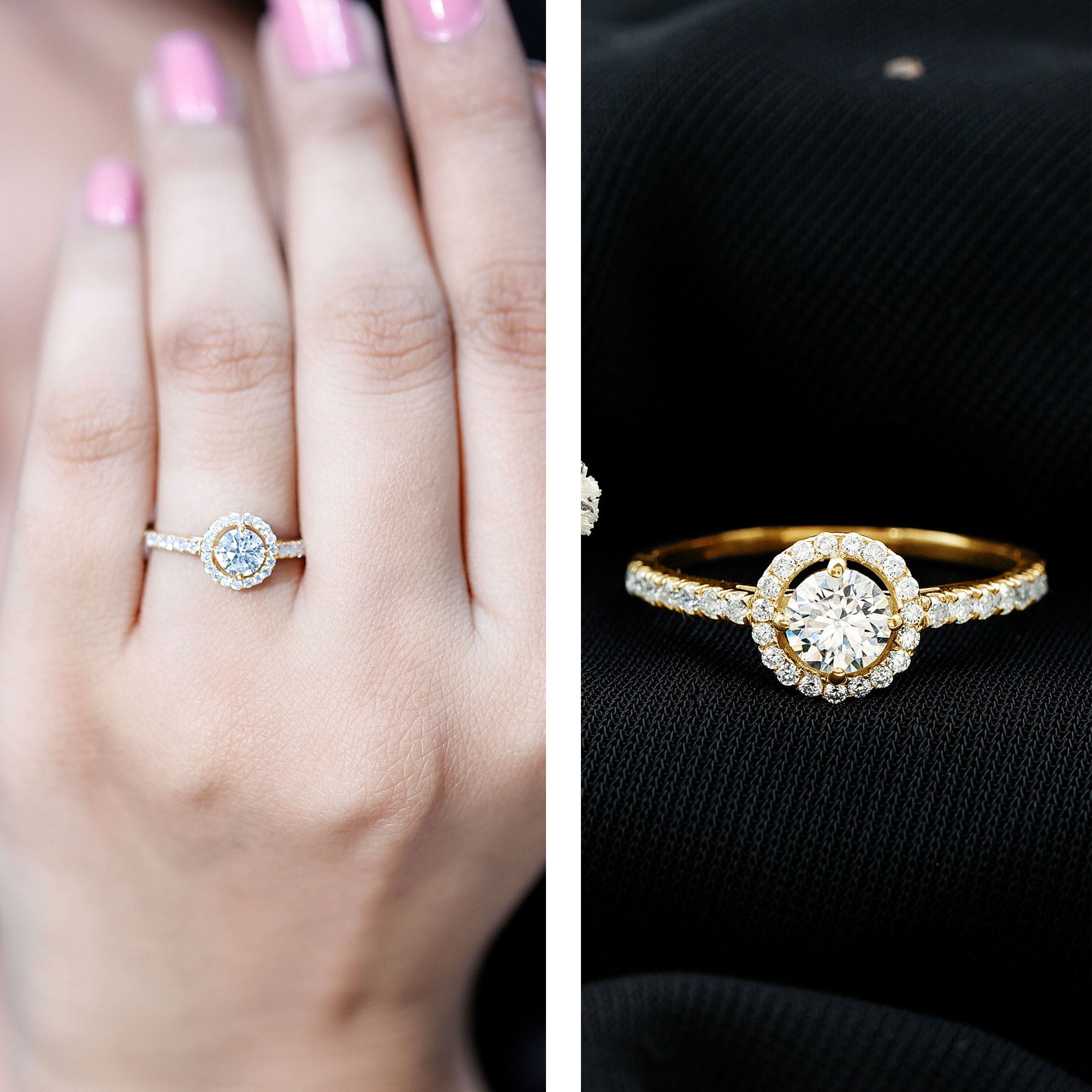 5MM Lab Grown Diamond Engagement Ring with Halo