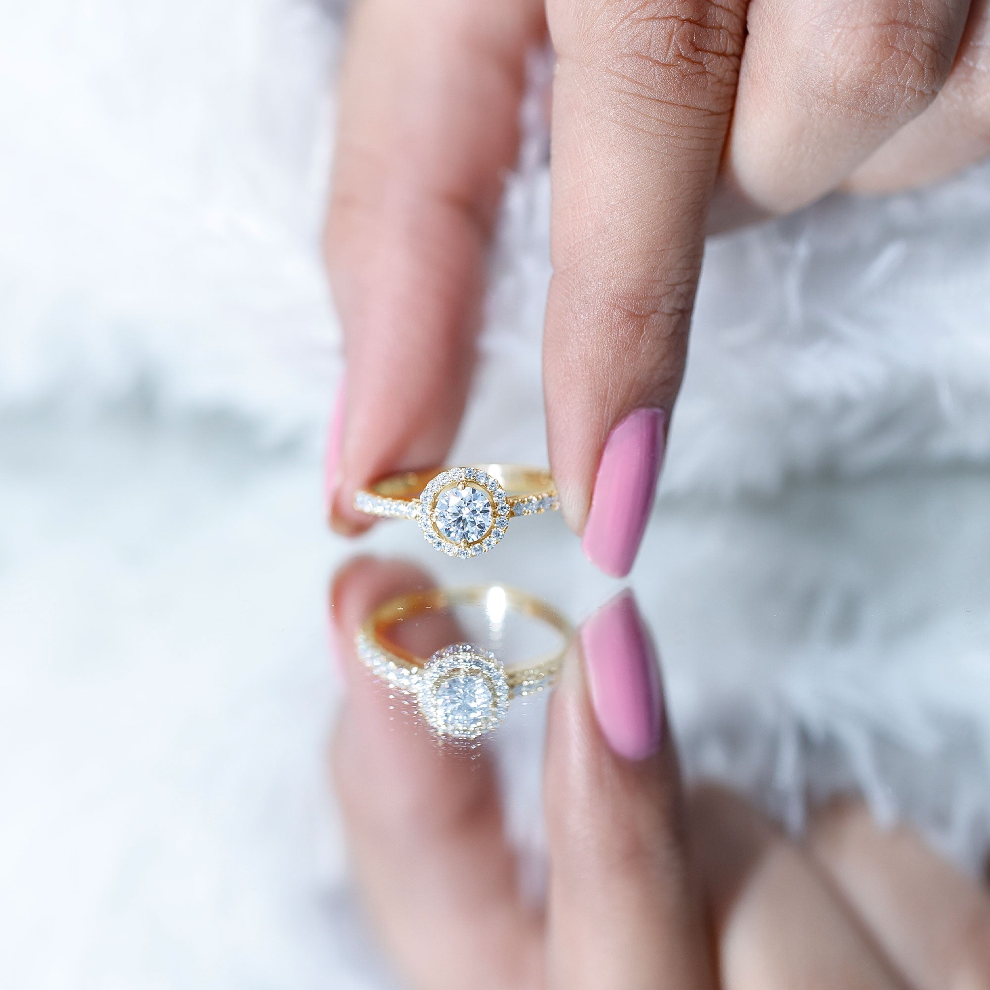 5MM Lab Grown Diamond Engagement Ring with Halo