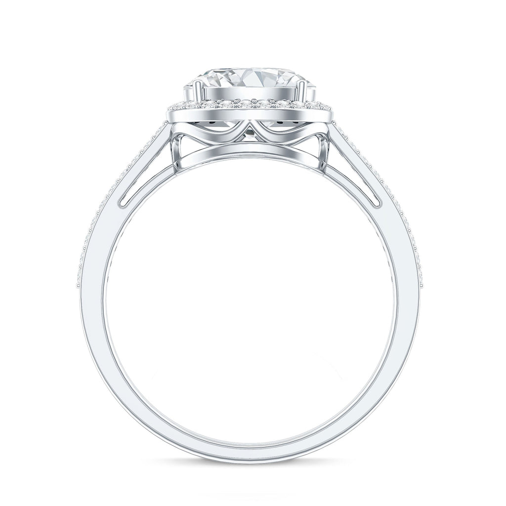Oval Shape Lab Grown Diamond Engagement Ring with Halo