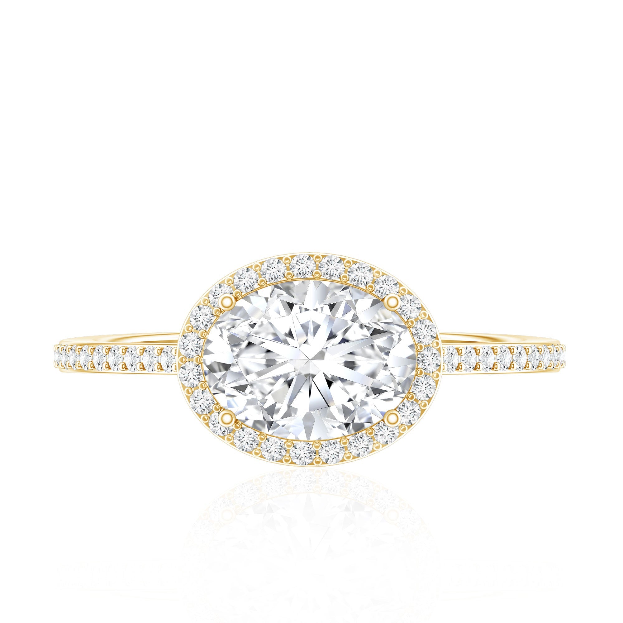 Oval Shape Lab Grown Diamond Engagement Ring with Halo