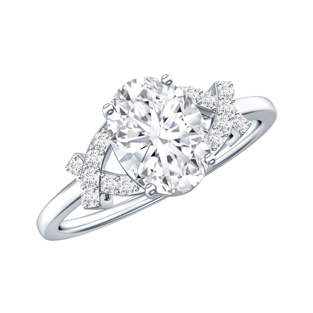 Oval Shape Lab Grown Diamond Solitaire Ring in Split Shank