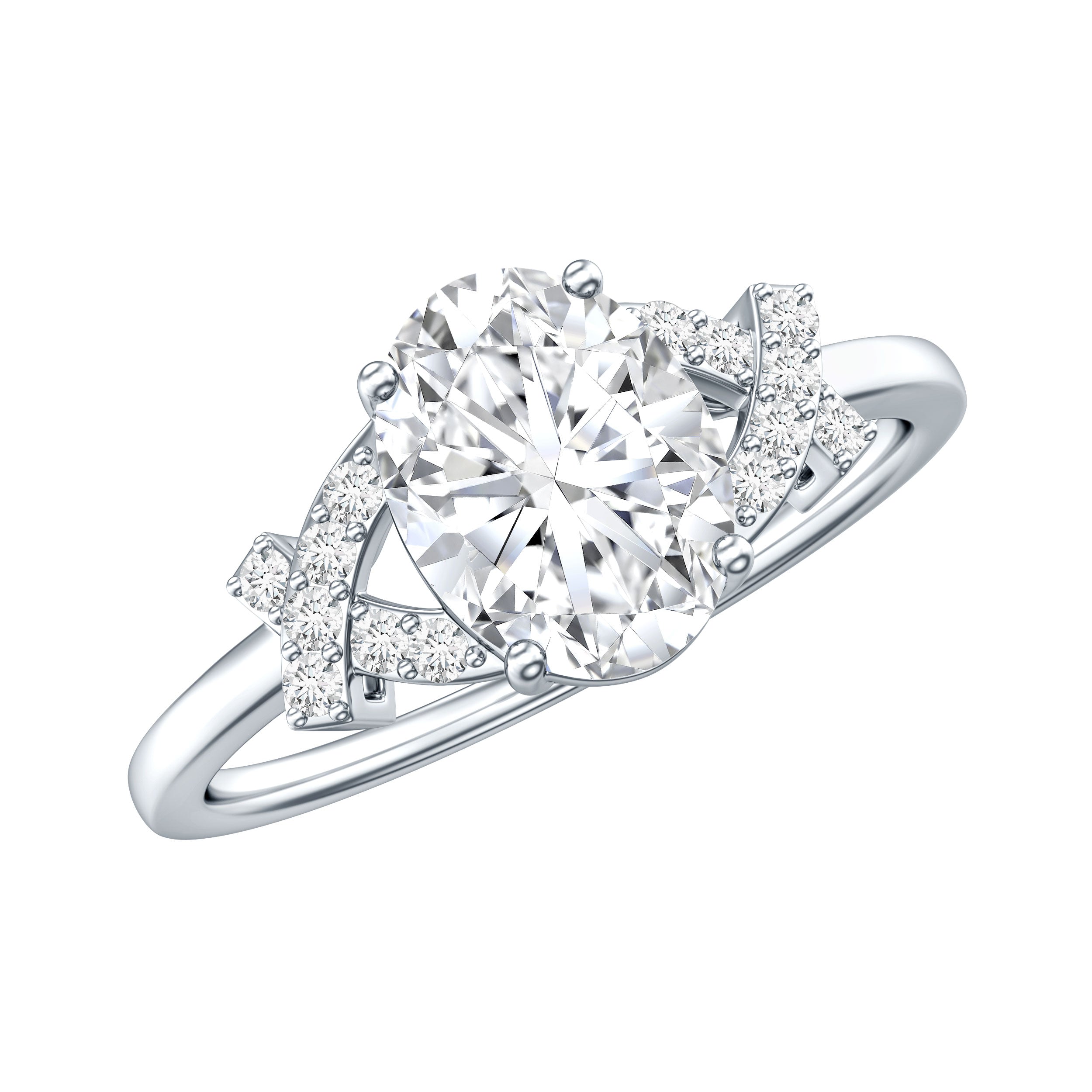 Oval Shape Lab Grown Diamond Solitaire Ring in Split Shank