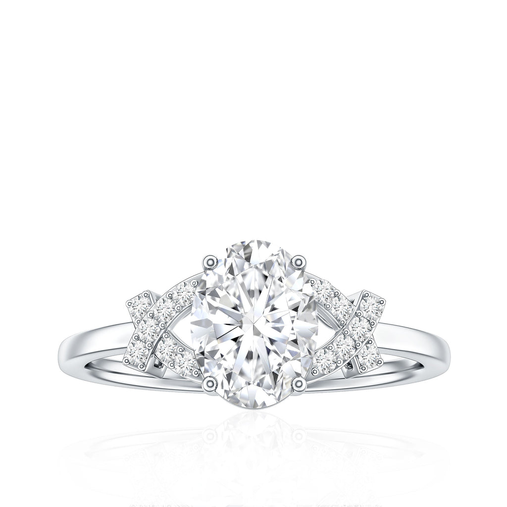 Oval Shape Lab Grown Diamond Solitaire Ring in Split Shank