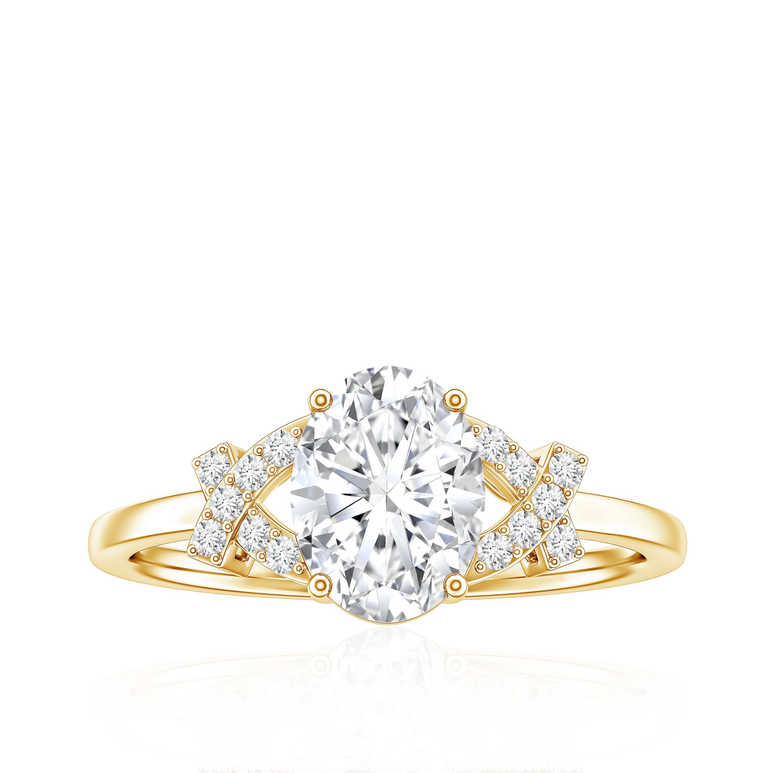 Oval Shape Lab Grown Diamond Solitaire Ring in Split Shank