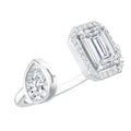 Women's Moissanite Two Stone Engagement Ring in Silver