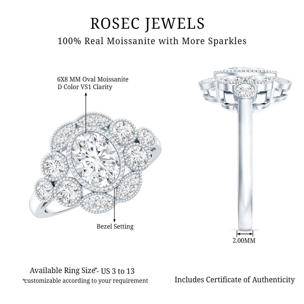 Certified 1.2 Carat Oval Moissanite Statement Engagement Ring