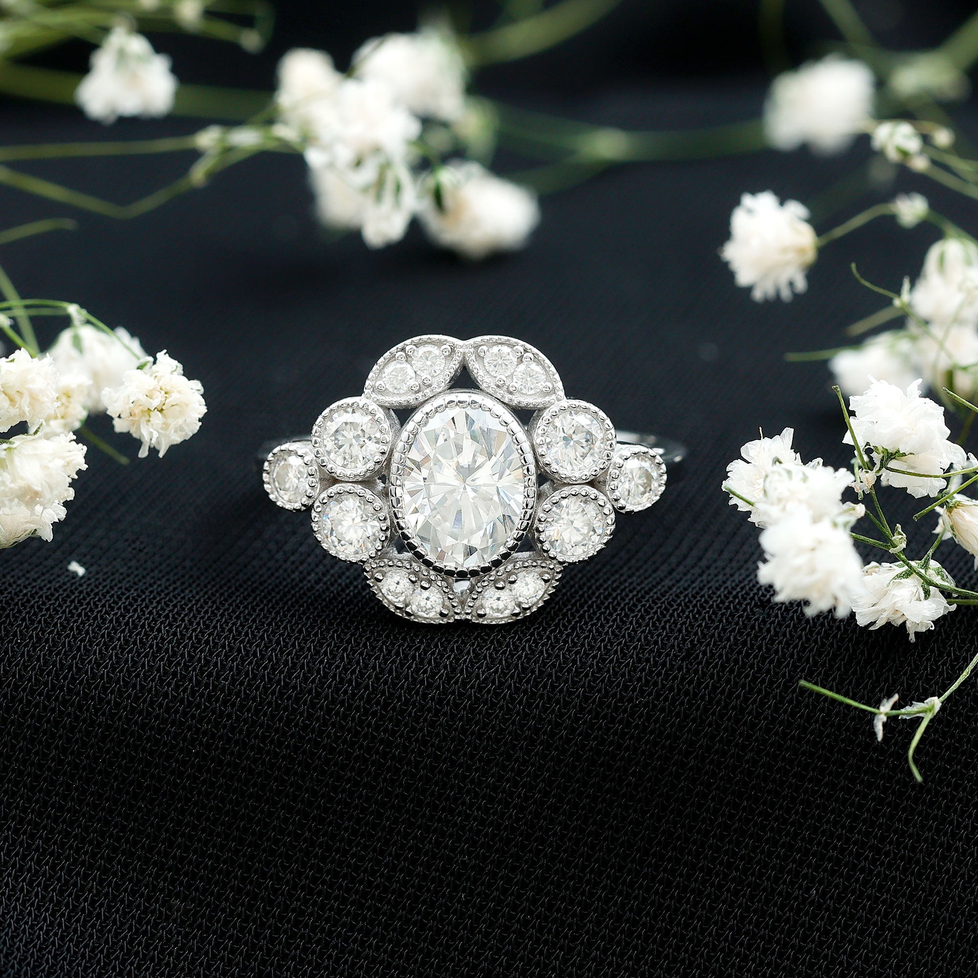 Certified 1.2 Carat Oval Moissanite Statement Engagement Ring