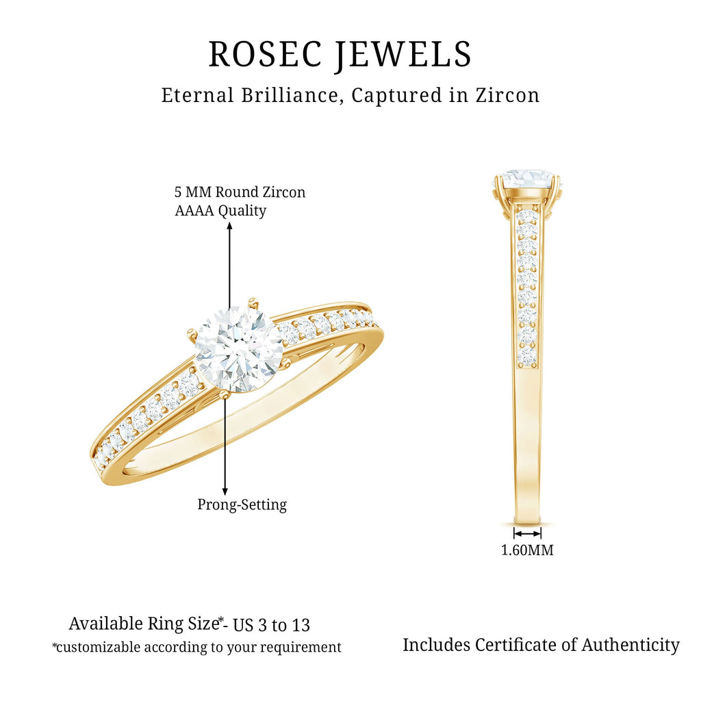 Cubic Zirconia Engagement Ring with Side Stones