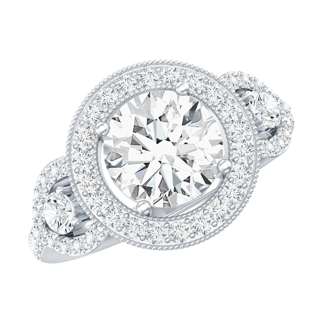 Vintage Style Moissanite Halo Engagement Ring