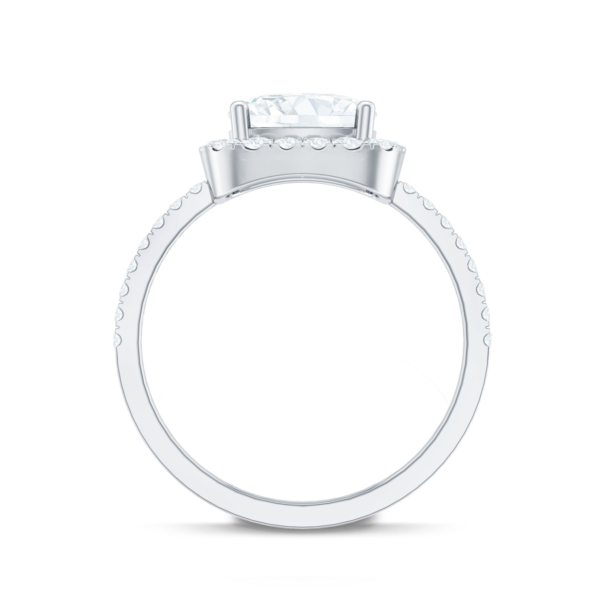 8 MM Cushion Cut Moissanite Halo Engagement Ring for Women