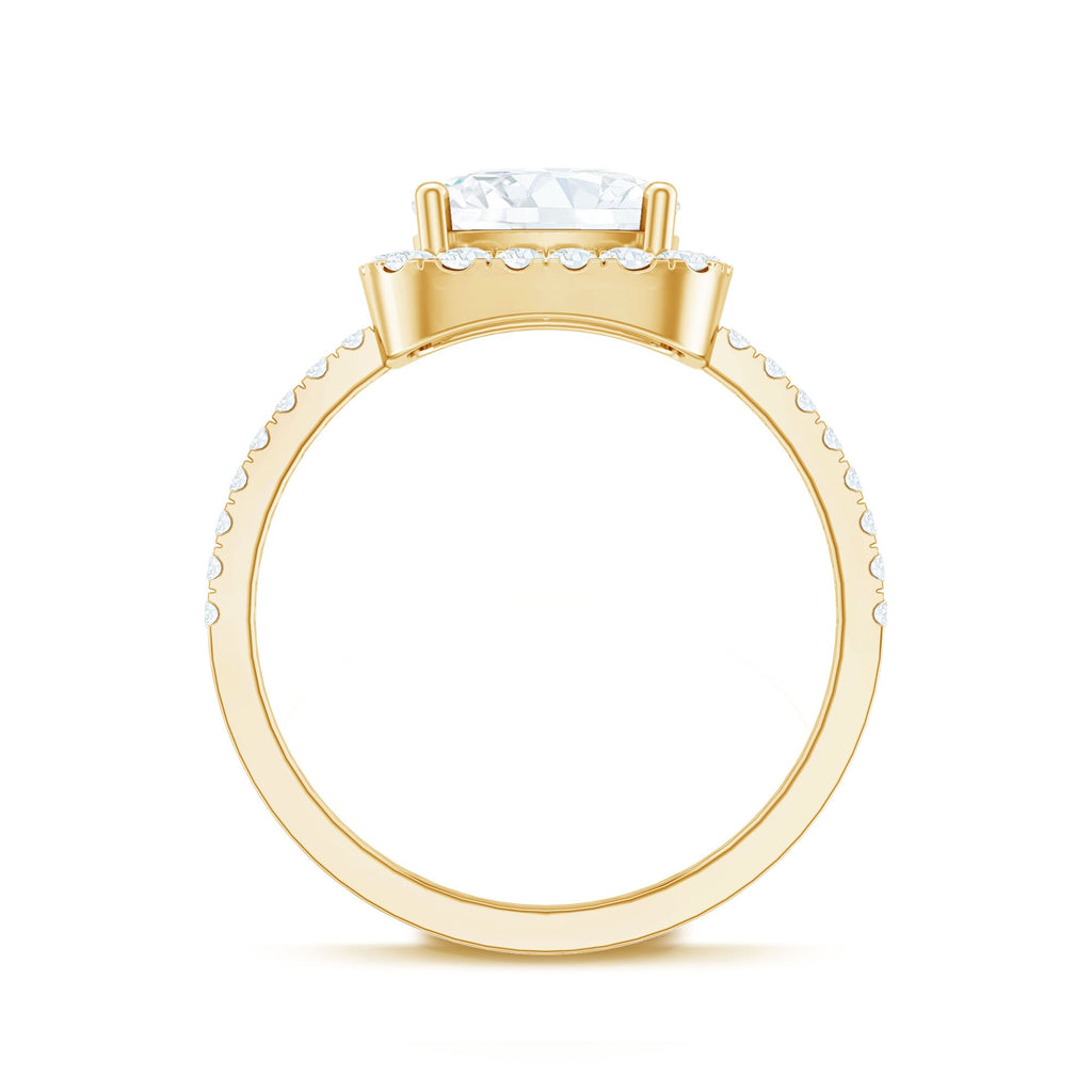 8 MM Cushion Cut Moissanite Halo Engagement Ring for Women