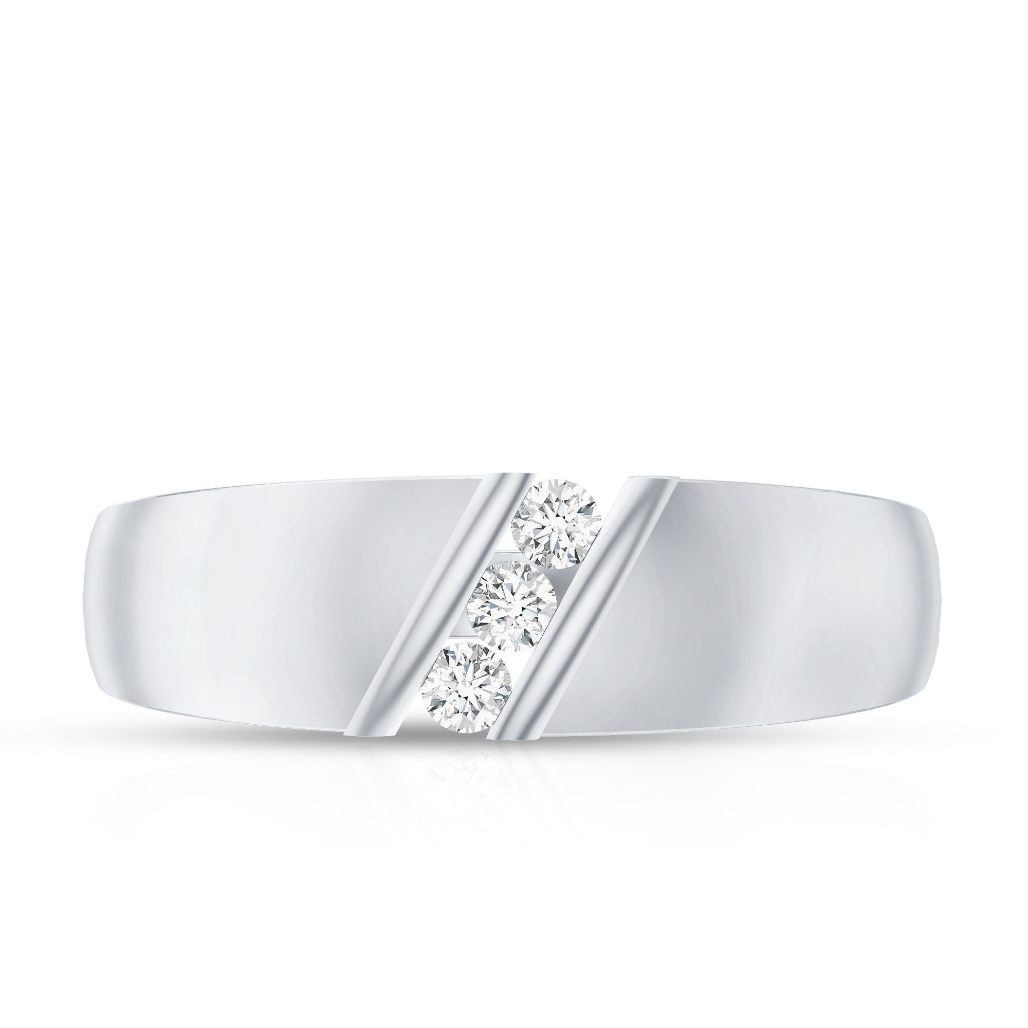 Real Diamond Three Stone Band Ring with Certificate