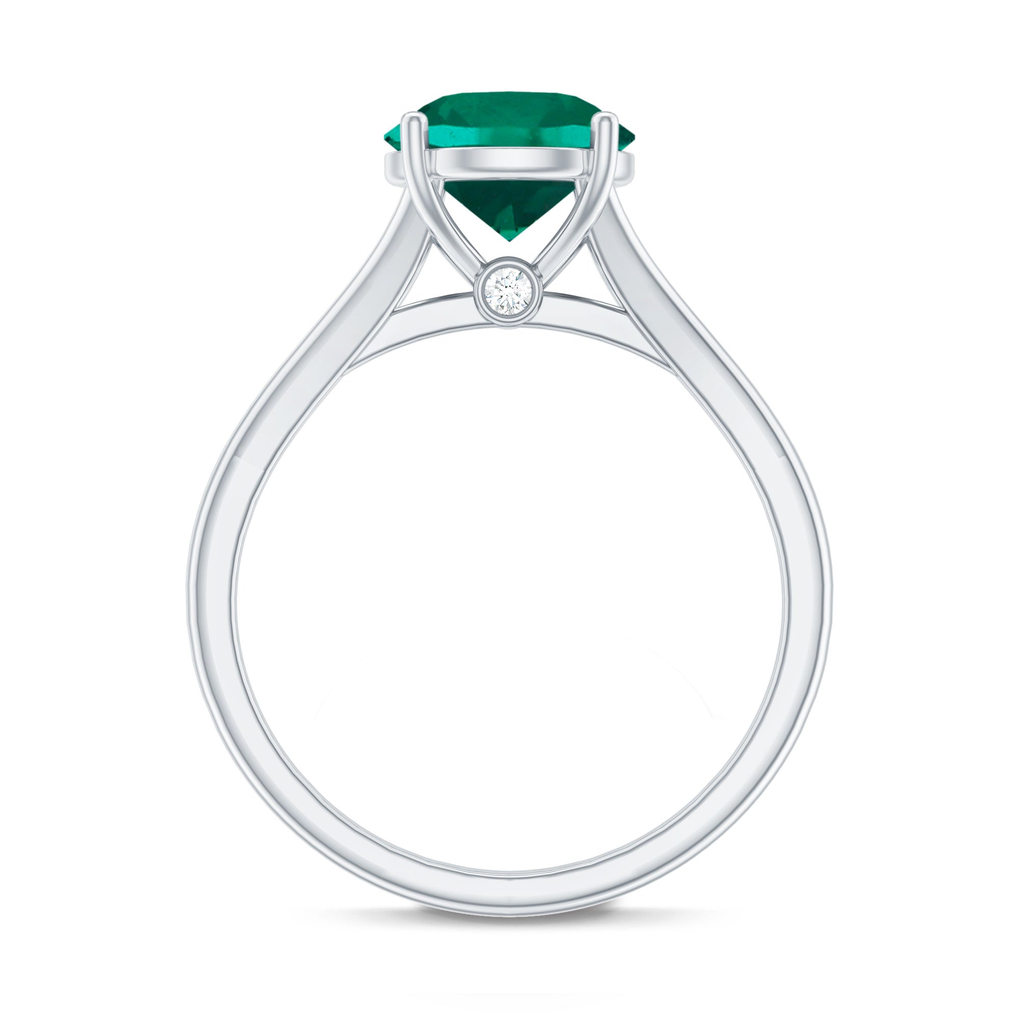 Certified 8 mm Lab Grown Emerald Engagement Ring with Diamond