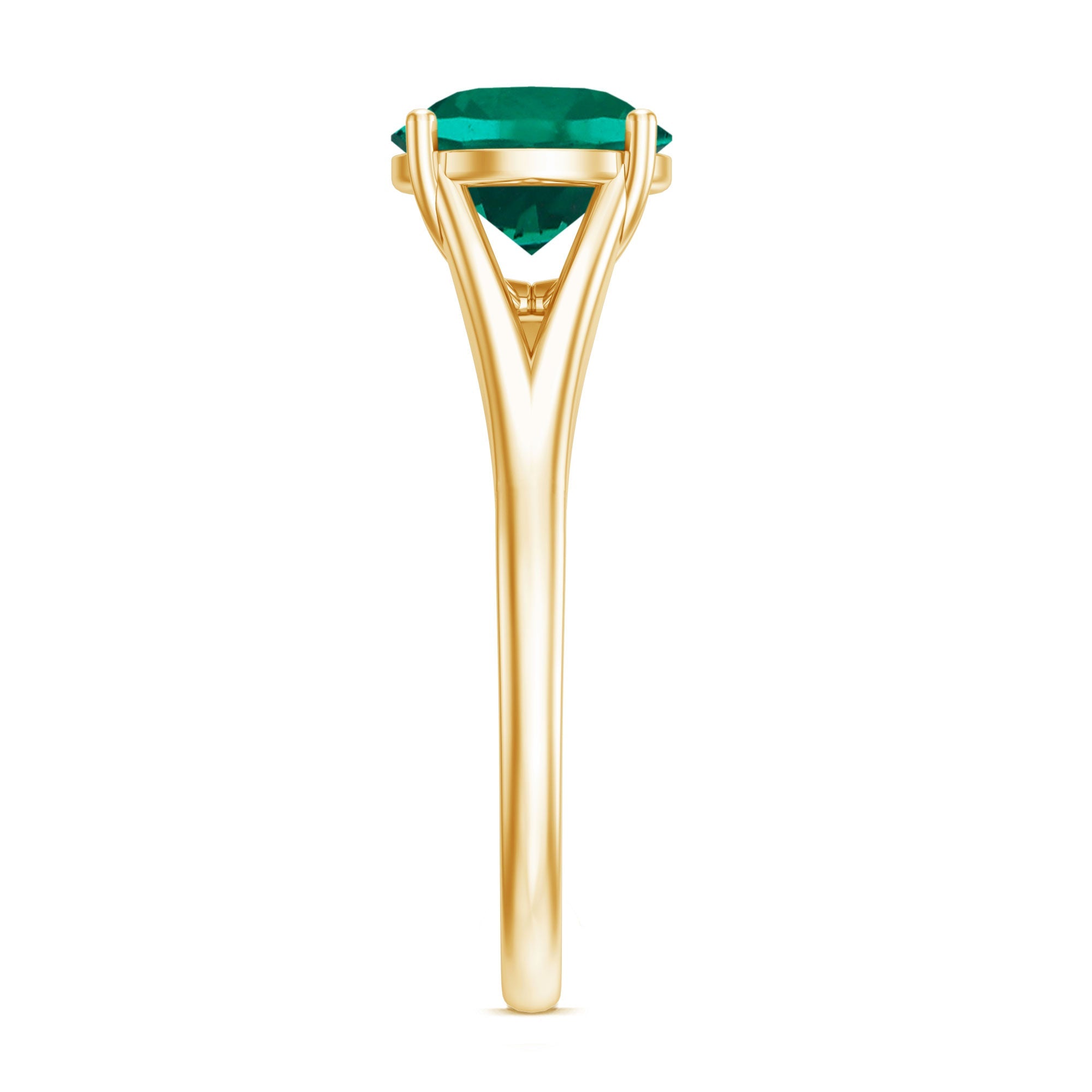 Certified 8 mm Lab Grown Emerald Engagement Ring with Diamond