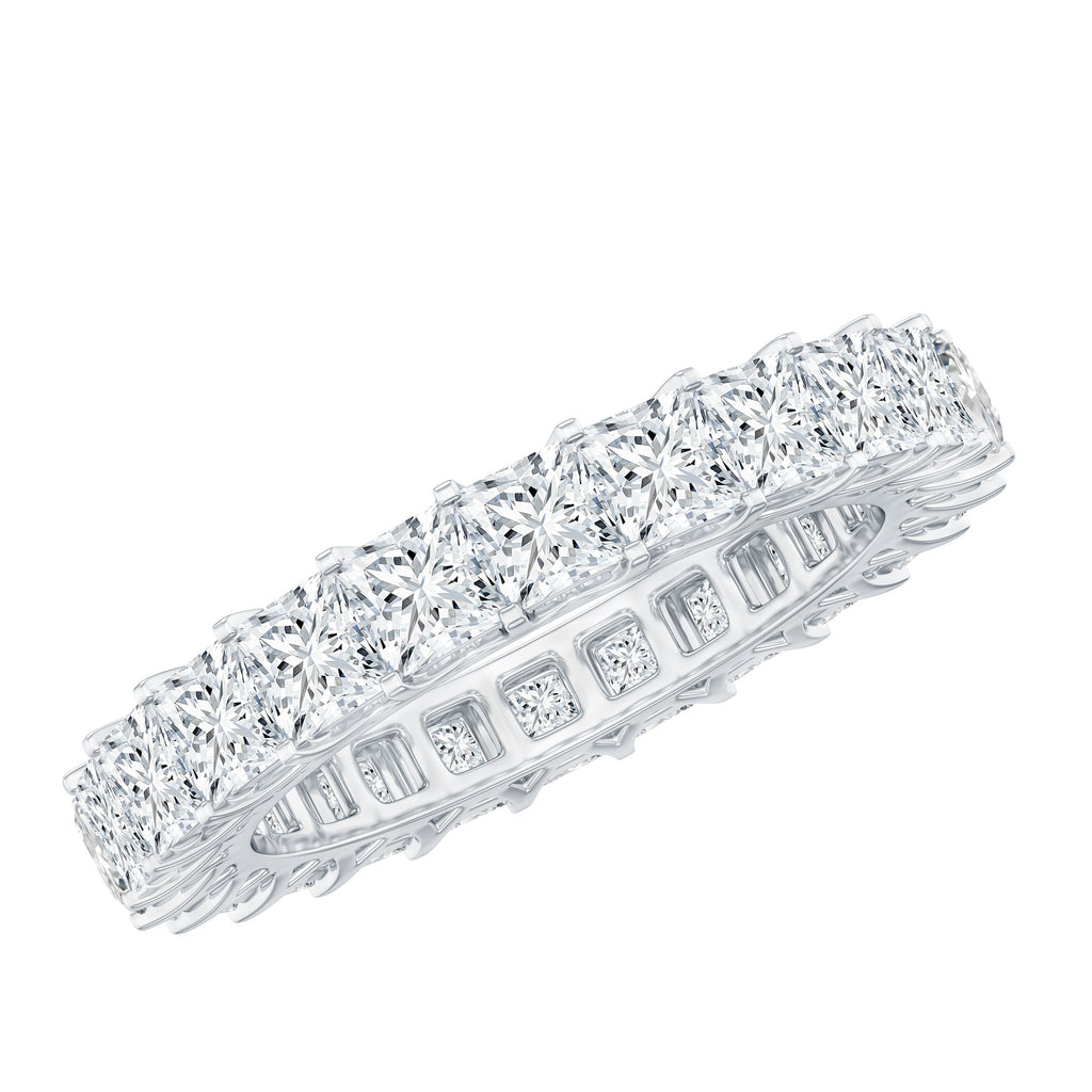 Princess Cut Cubic Zirconia Eternity Wedding Band Ring with Certificate