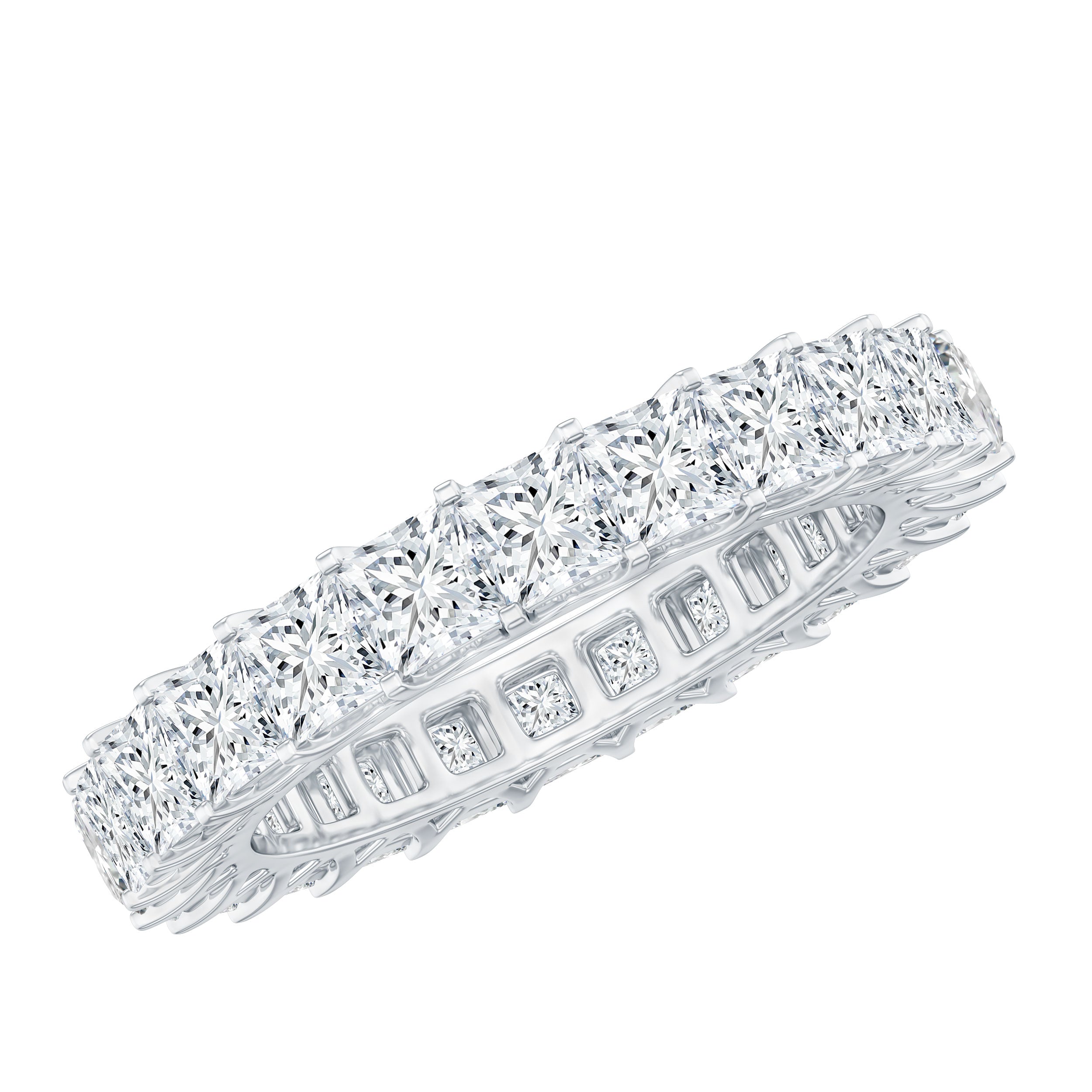 Princess Cut Cubic Zirconia Eternity Wedding Band Ring with Certificate