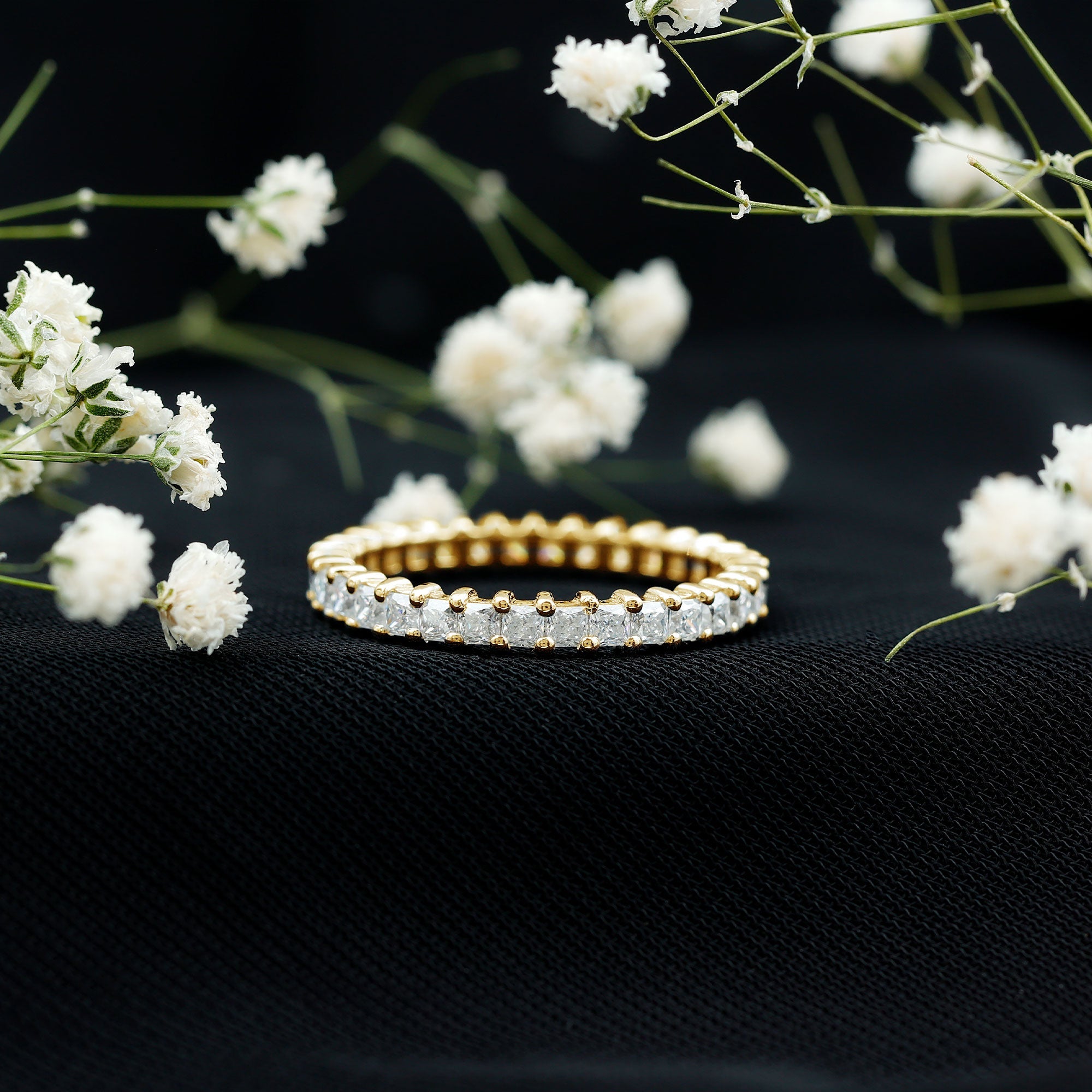 Princess Cut Cubic Zirconia Eternity Wedding Band Ring with Certificate