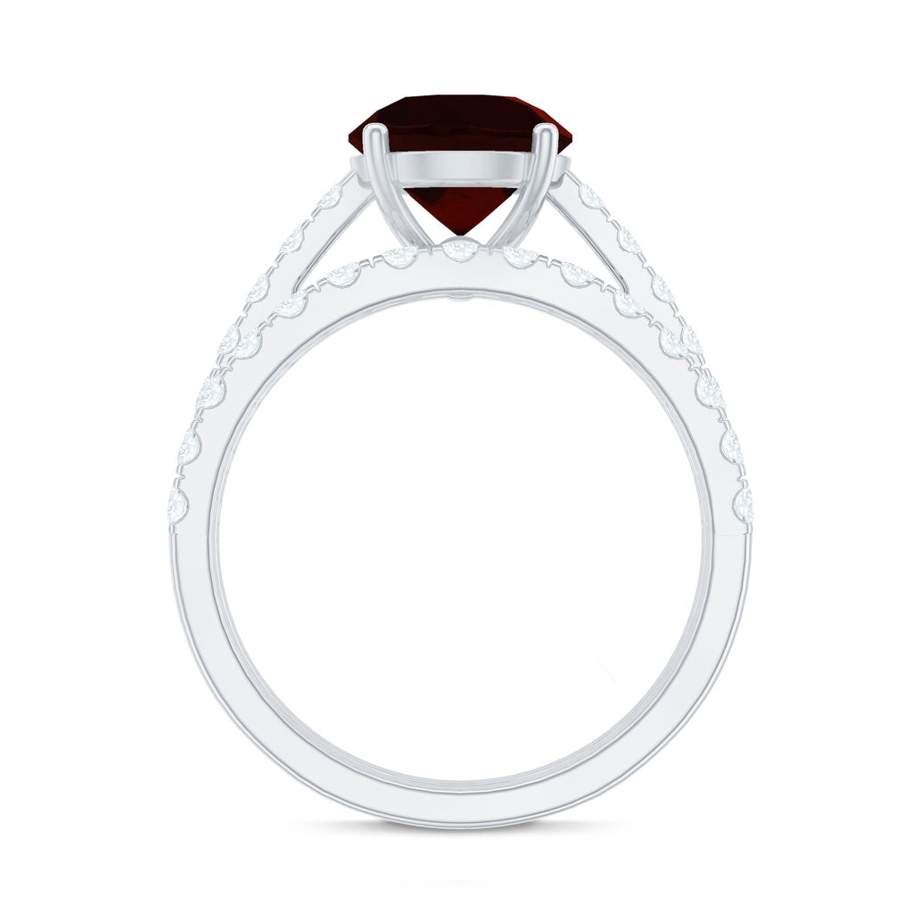 2.3 Carat Certified Real Garnet Wedding Bridal Ring Set
