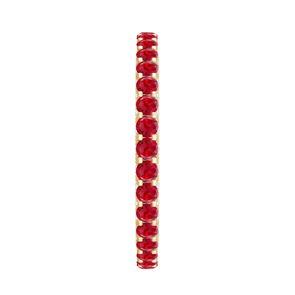 Round Shape Lab Grown Ruby and Diamond Eternity Wedding Band