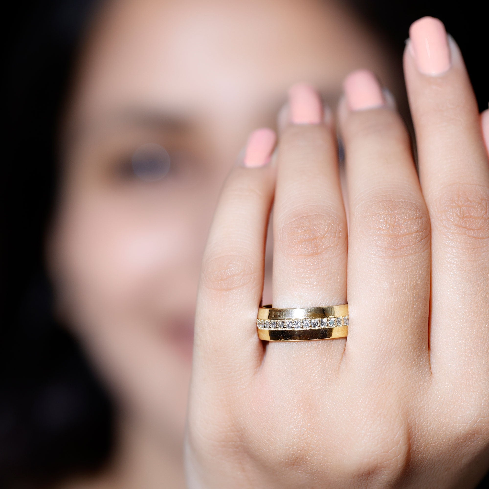 Certified Diamond Wide Wedding Band Ring
