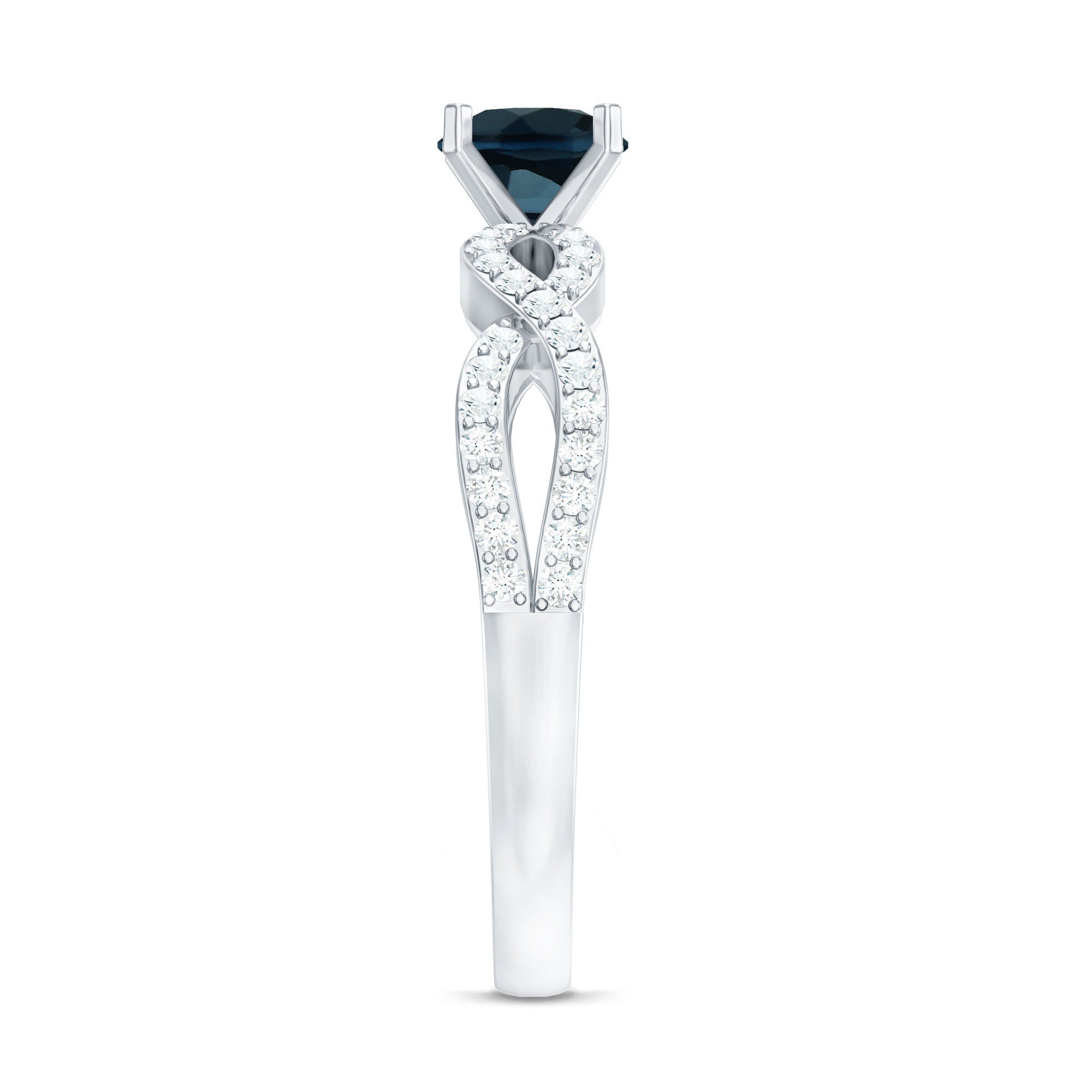 Round Blue Topaz Infinity Engagement Ring with Diamonds