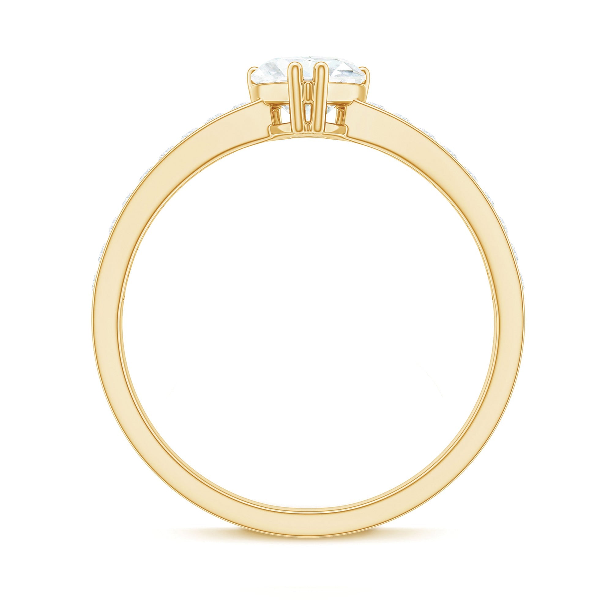 Solitaire Moissanite Heart Promise Ring with Side Stones