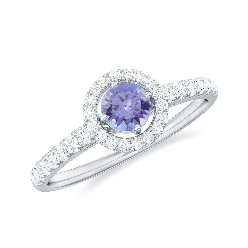 Natural Tanzanite and Diamond Promise Ring for Engagement
