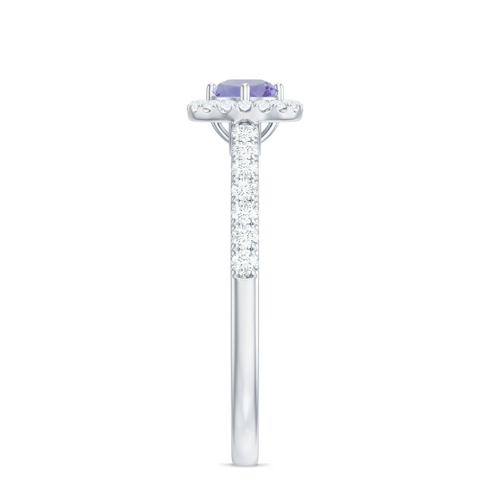 Natural Tanzanite and Diamond Promise Ring for Engagement