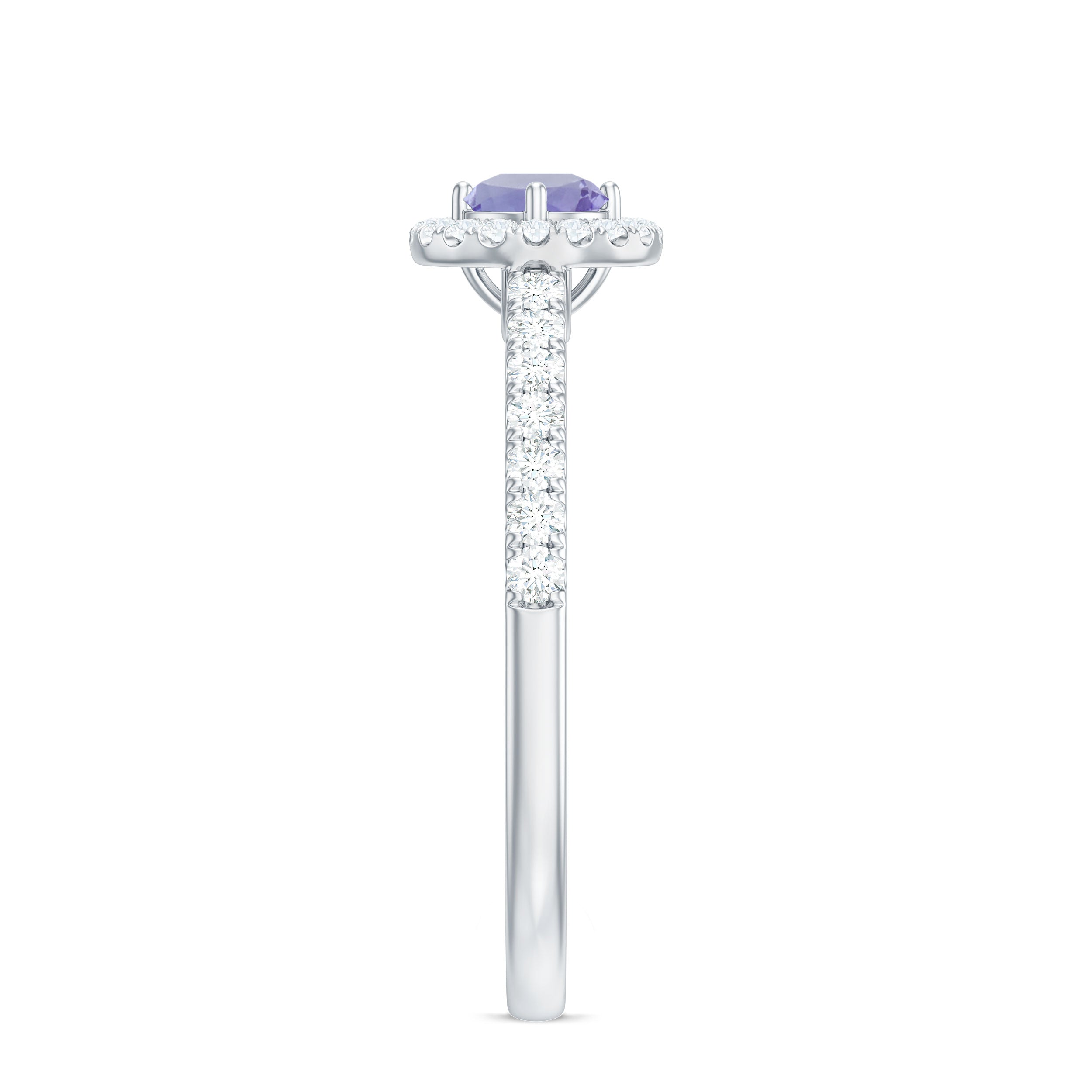 Natural Tanzanite and Diamond Promise Ring for Engagement
