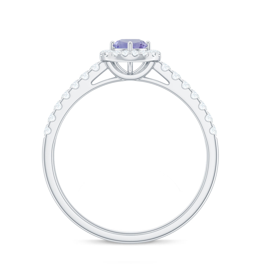 Natural Tanzanite and Diamond Promise Ring for Engagement