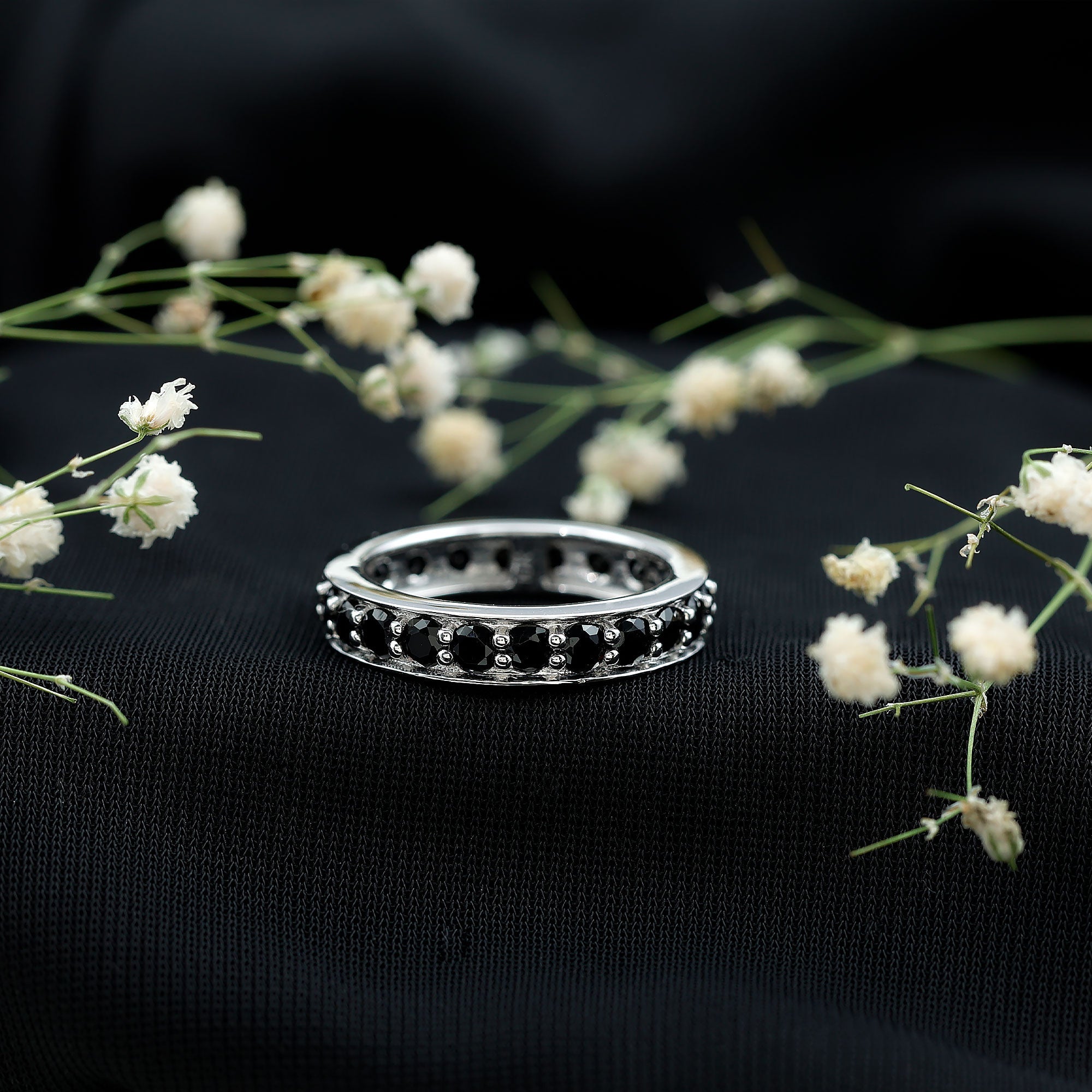 Certified Lab Grown Black Diamond Full Eternity Band Ring for Women