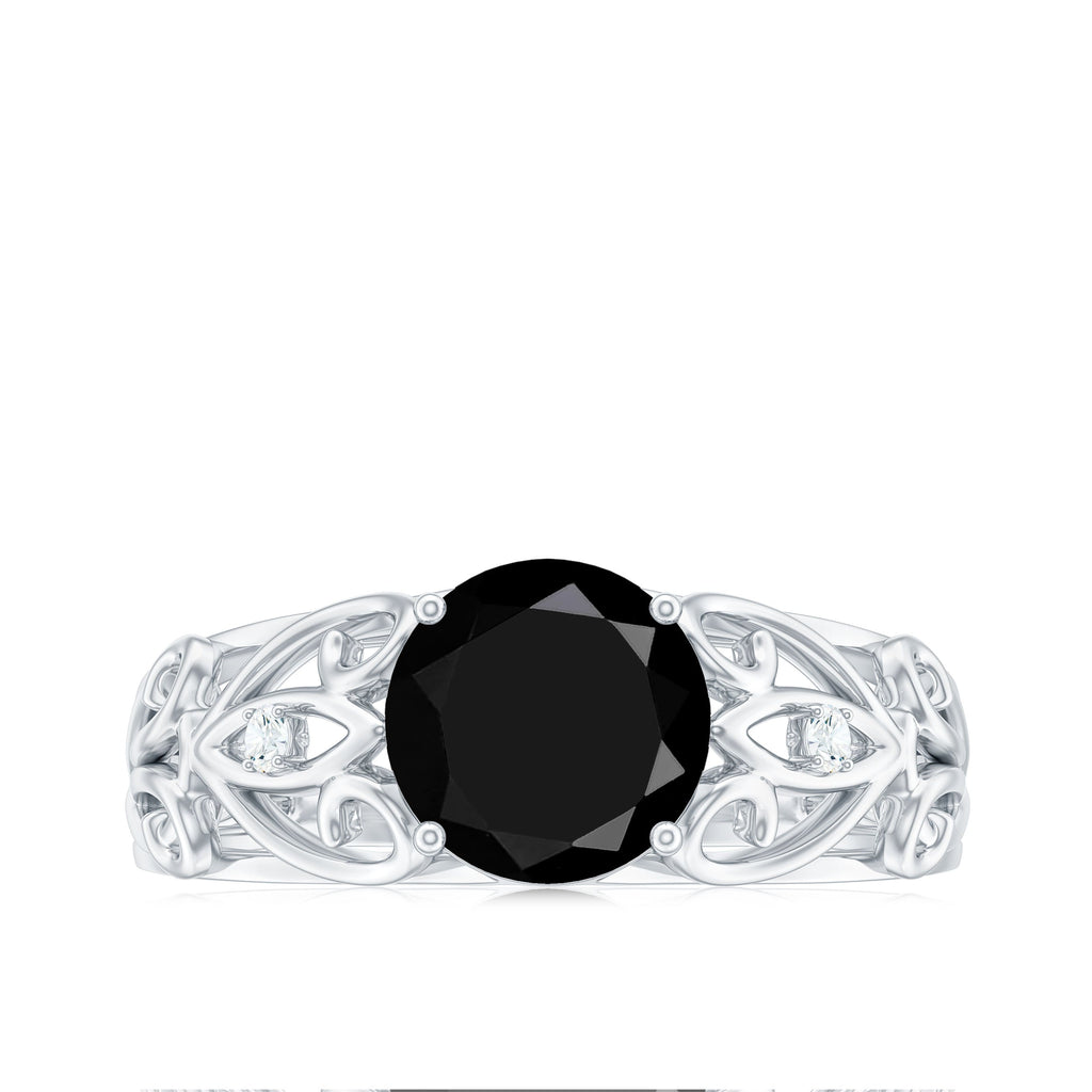 Vintage Inspired Black Onyx Filigree Engagement Ring