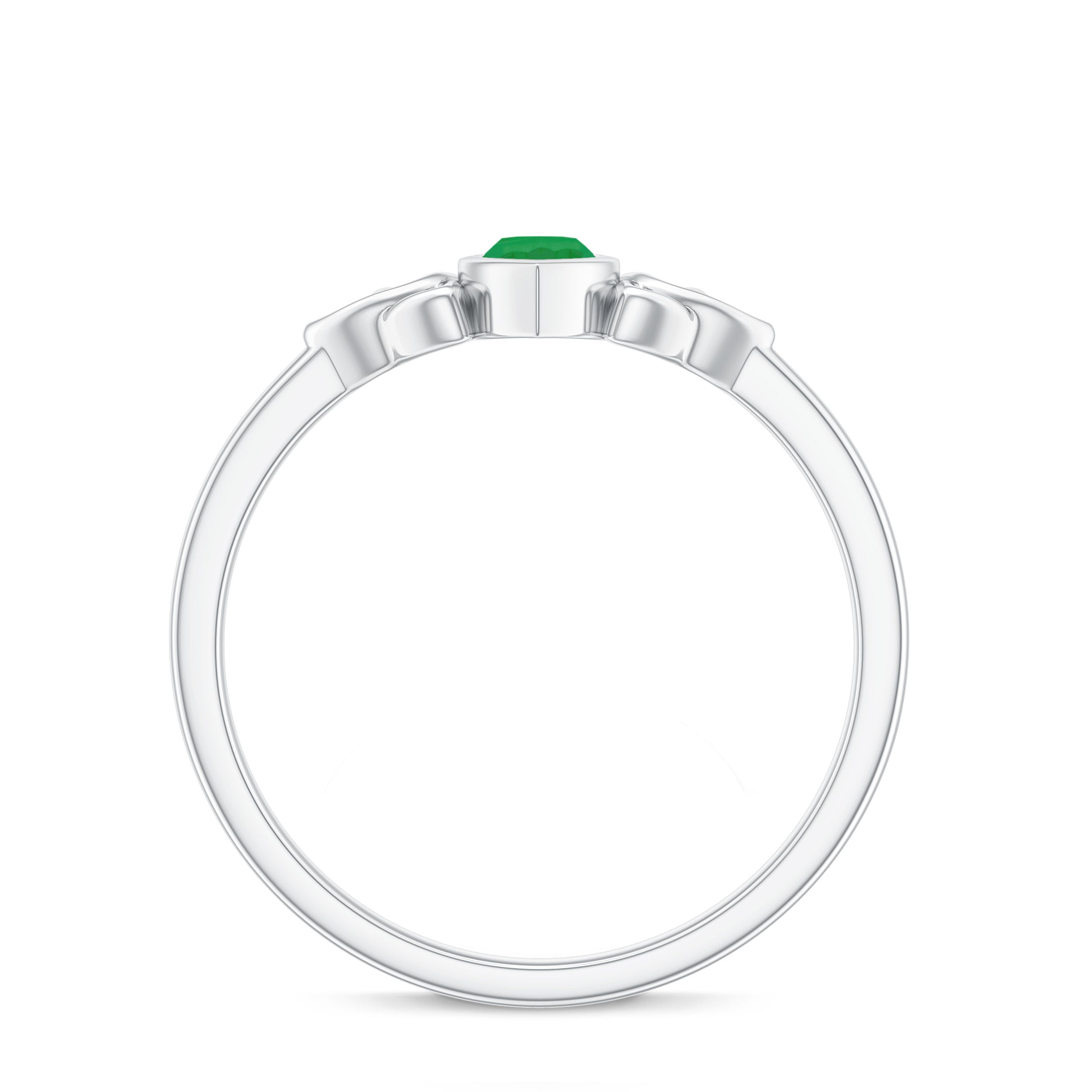 Marquise Cut Natural Emerald Celtic Engagement Ring in Bezel Setting