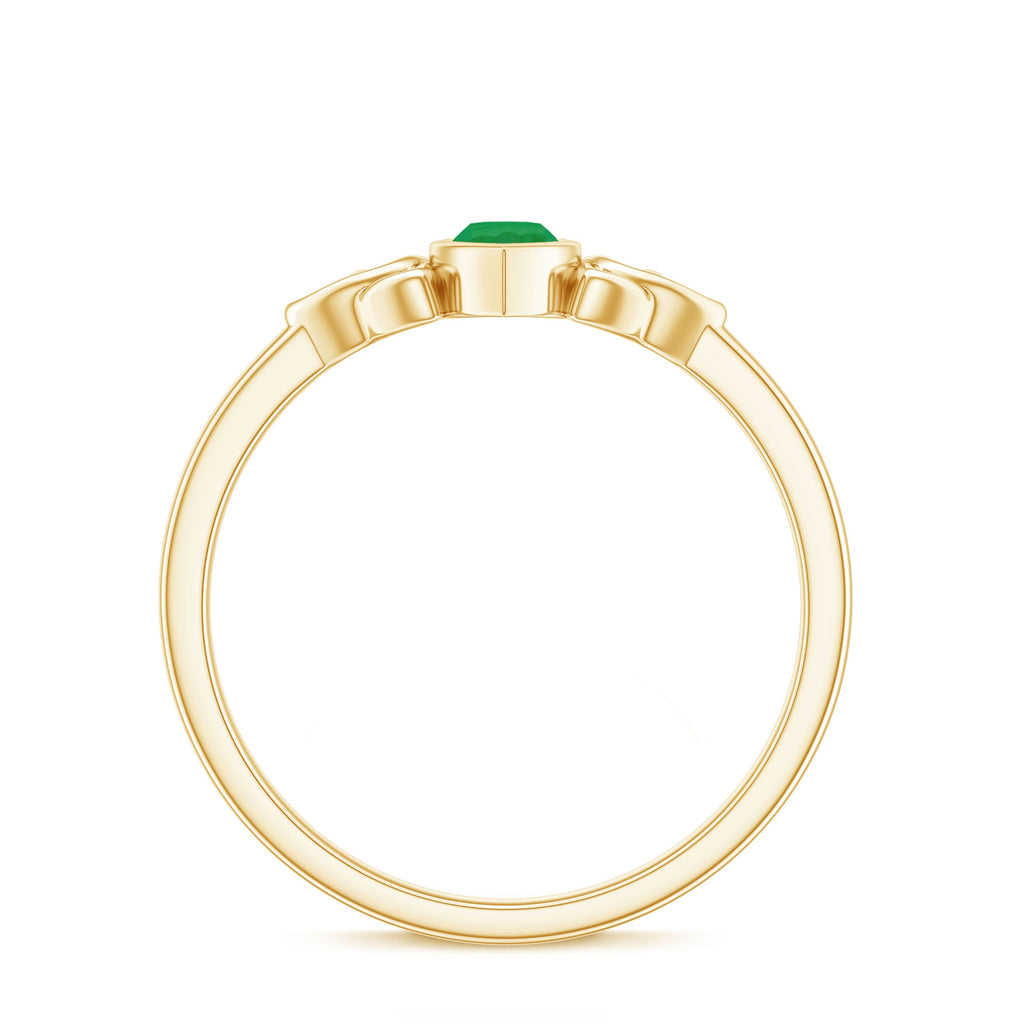 Marquise Cut Natural Emerald Celtic Engagement Ring in Bezel Setting