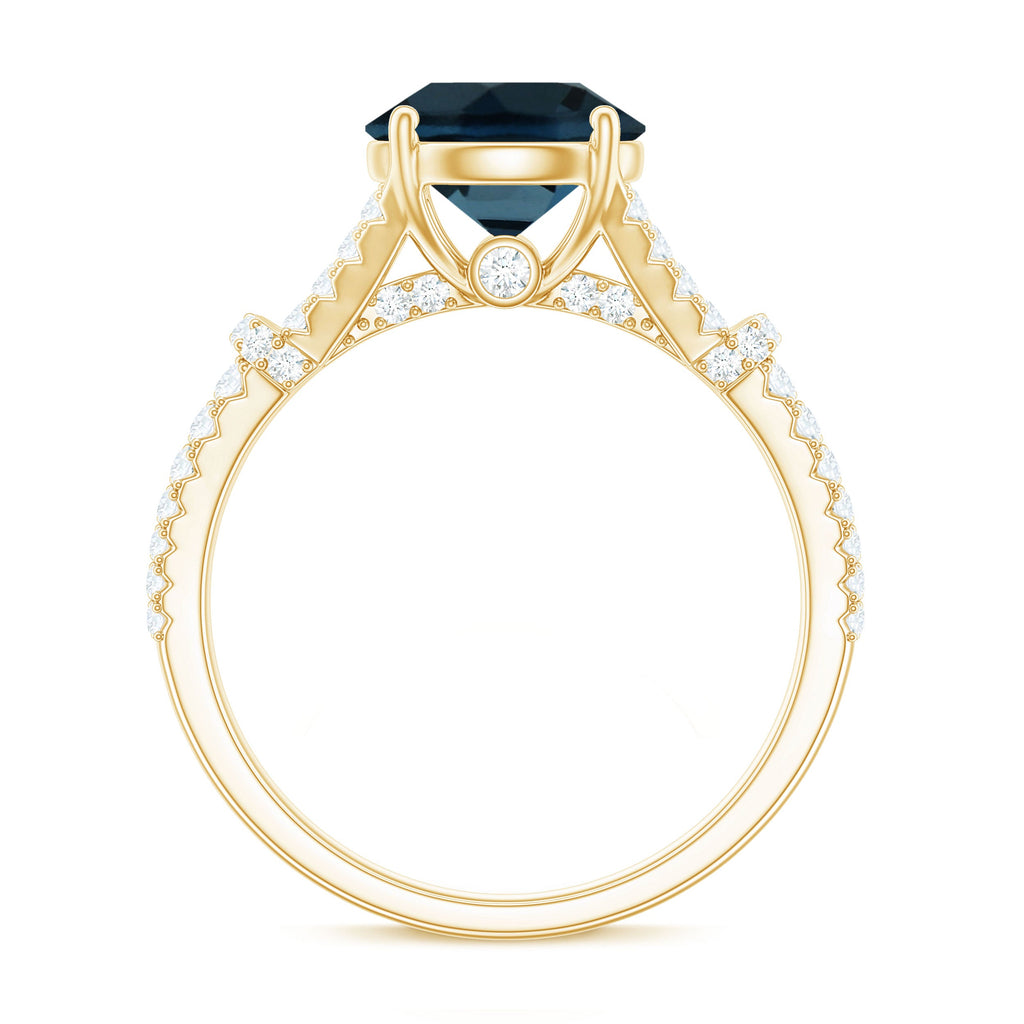 Natural London Blue Topaz Split Shank Engagement Ring
