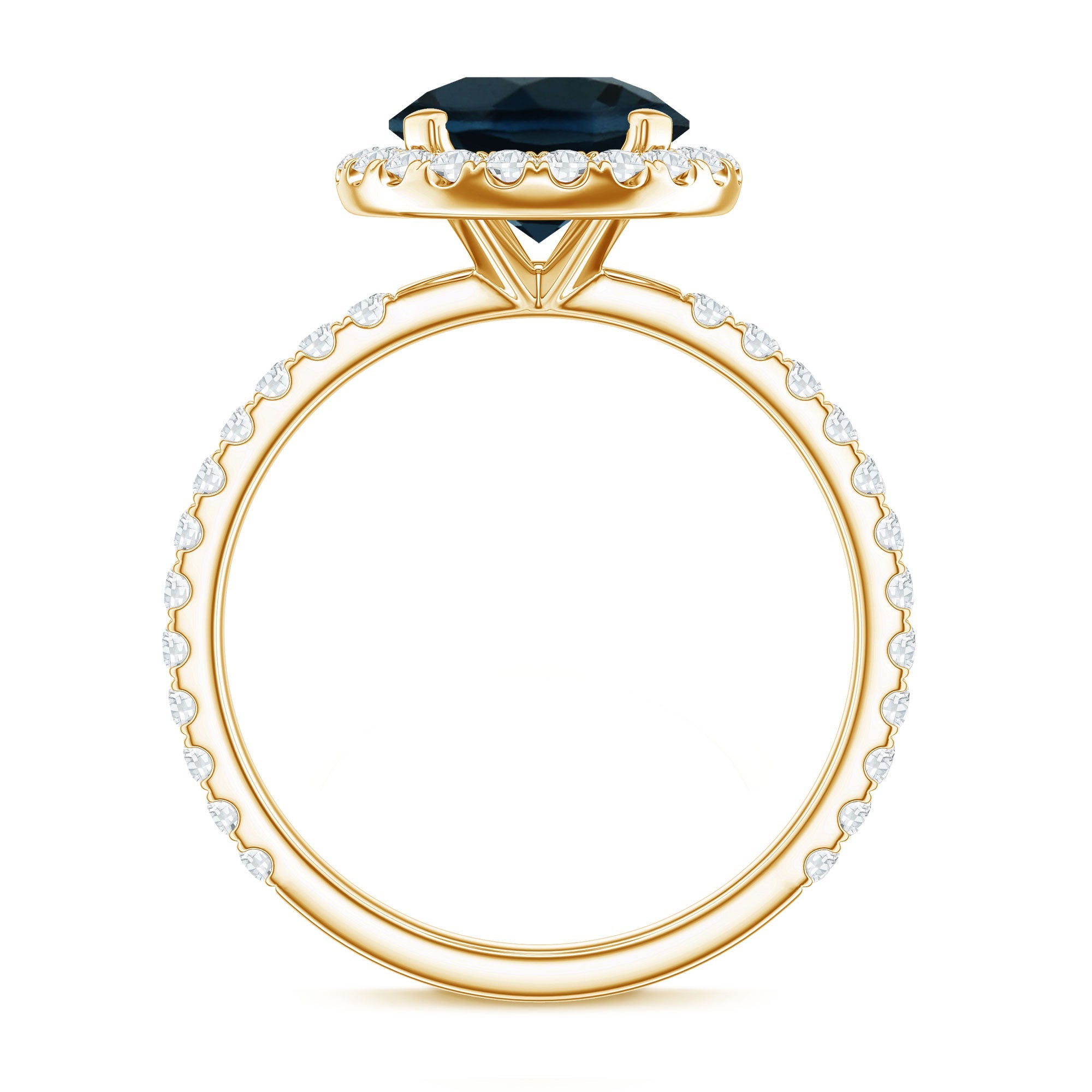 8MM London Blue Topaz Classic Engagement Ring with Diamond