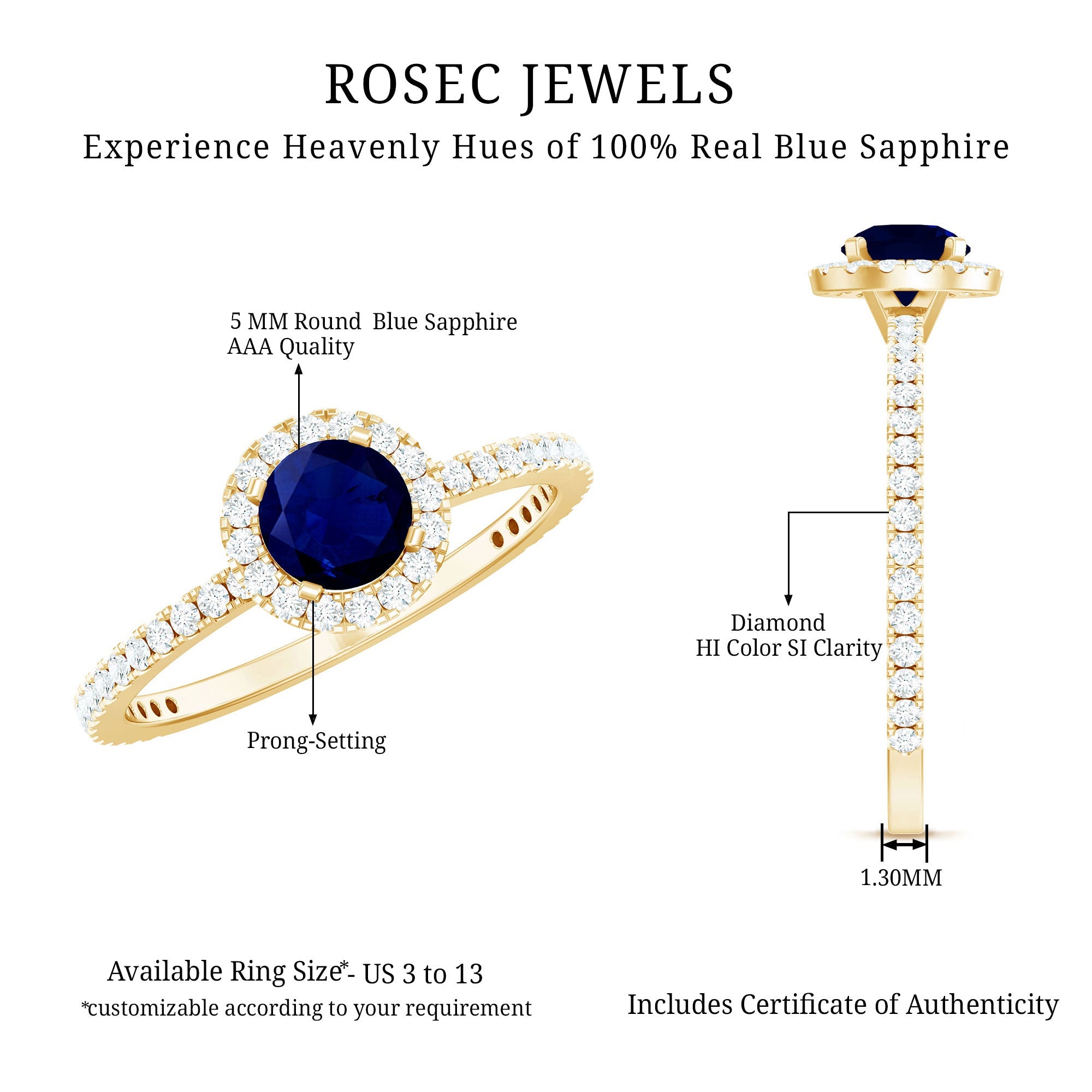 0.95 Carat Round Blue Sapphire and Diamond Halo Engagement Ring