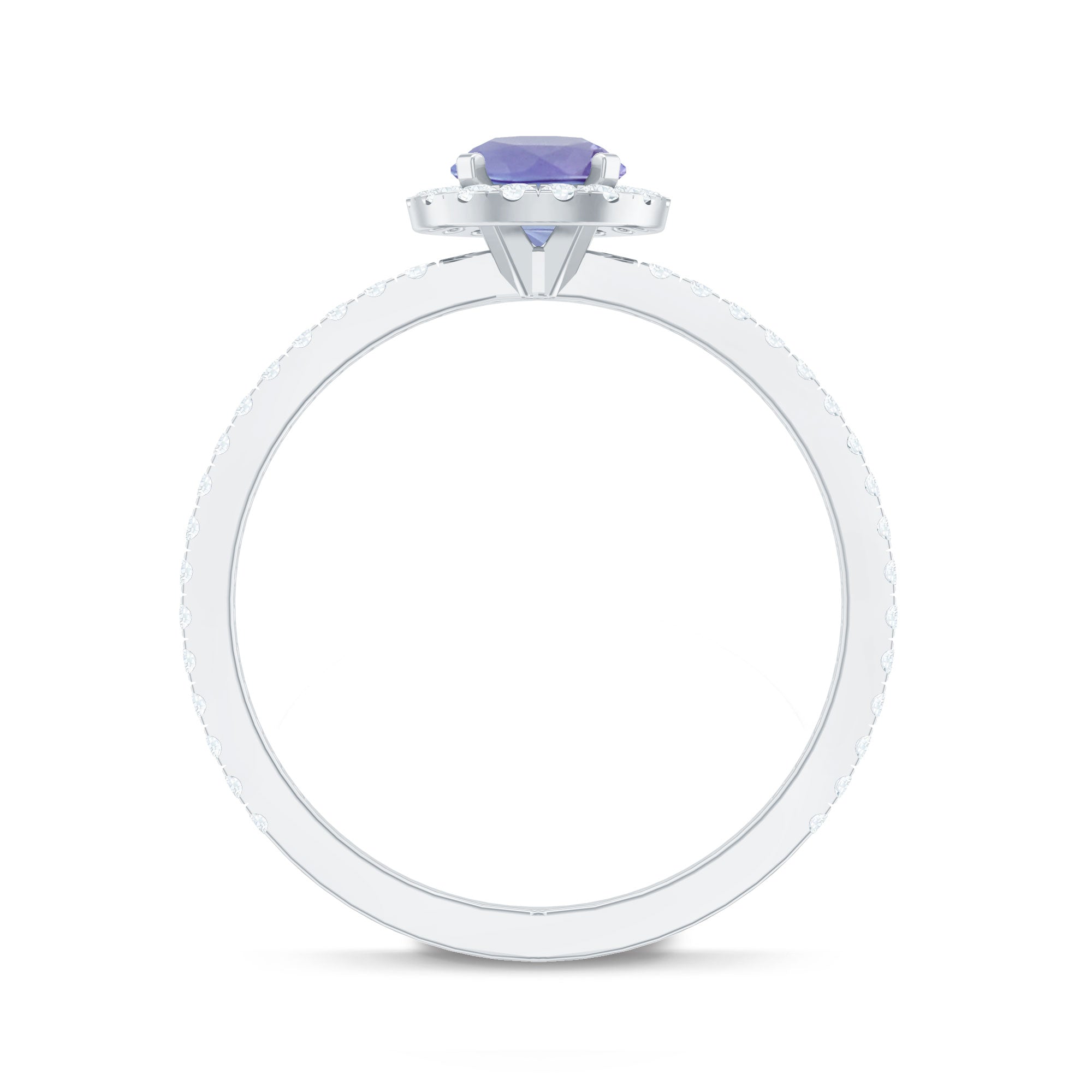 Womens Tanzanite Halo Ring with Diamond