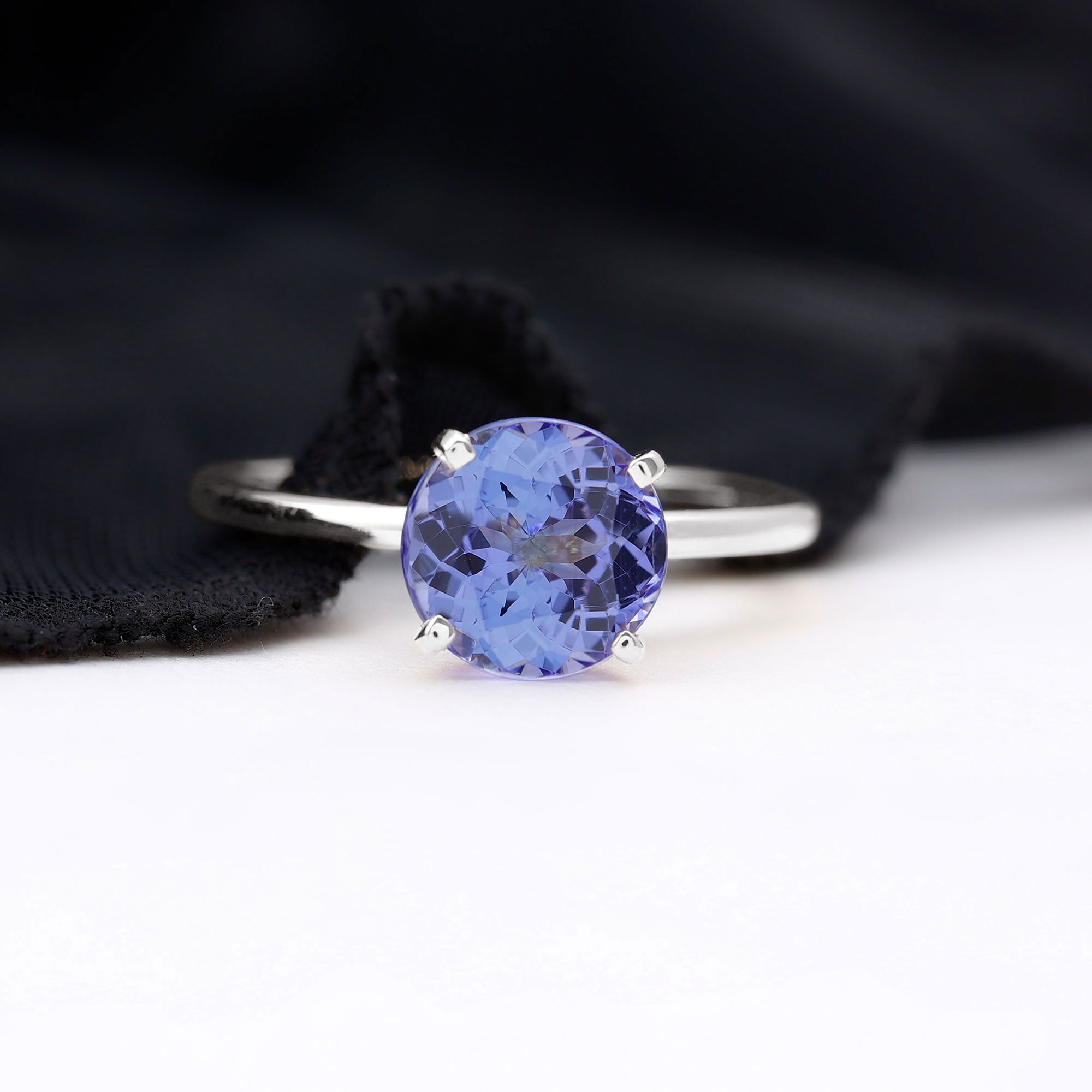 2.8 Carat Lab Grown Tanzanite Solitaire Engagement Ring